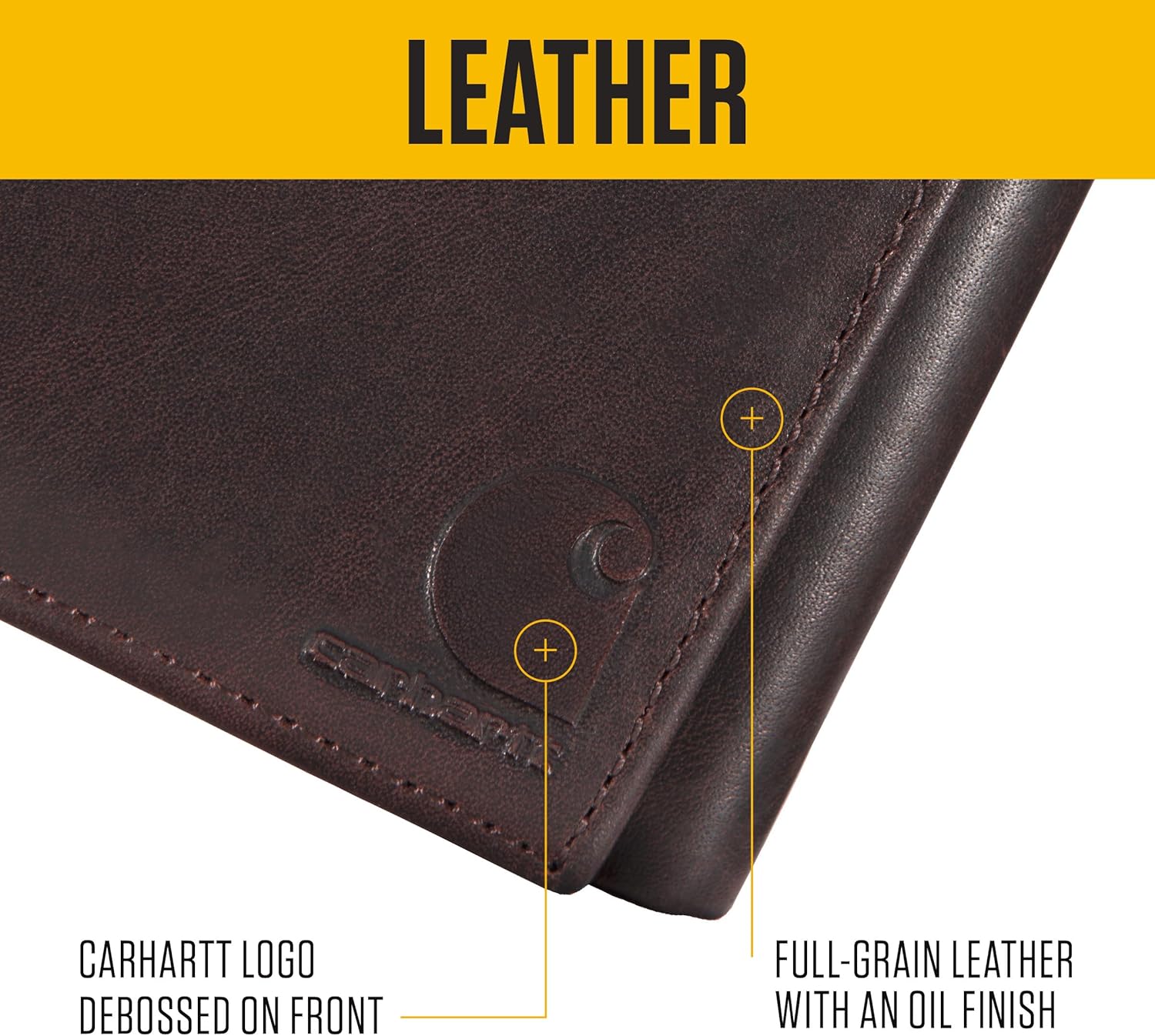 Carhartt Men's Durable Oil Tan Leather Wallets, Available in Multiple Styles - Image 4