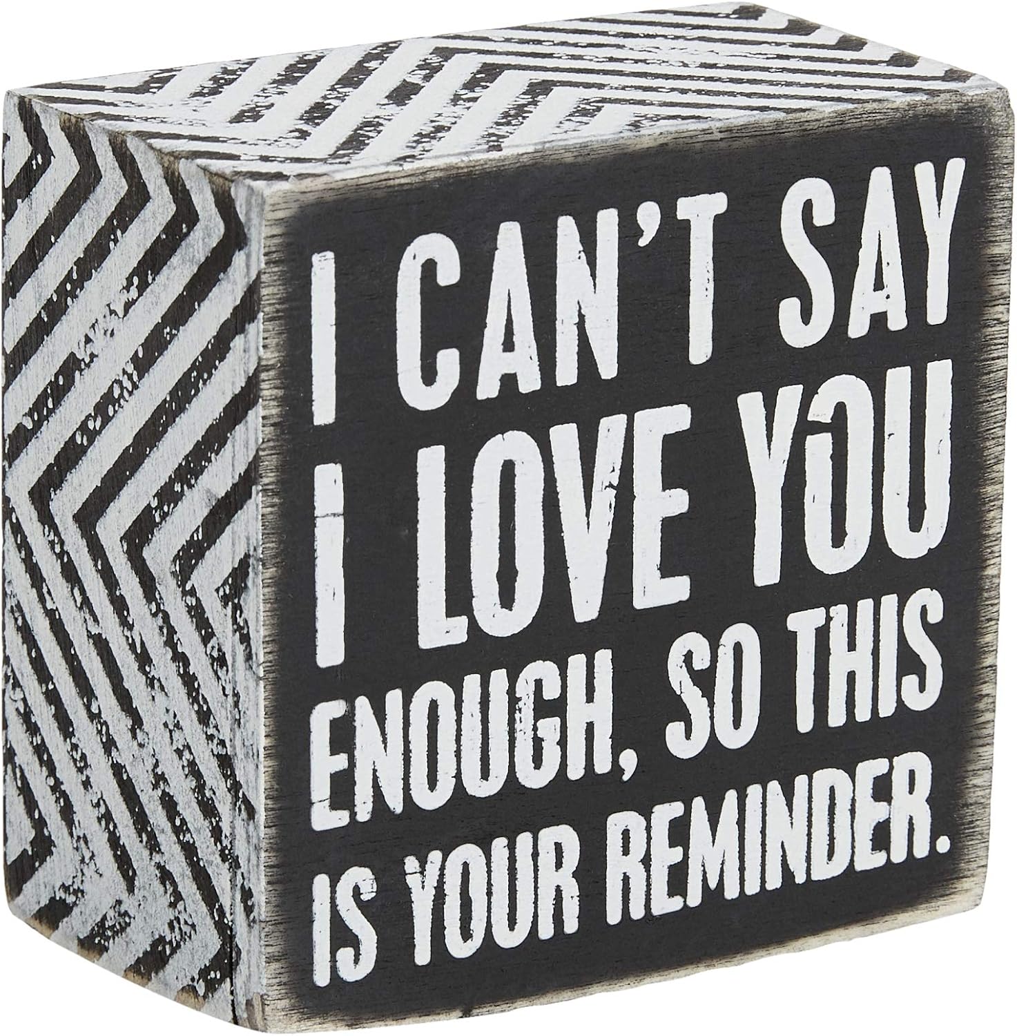 Primitives by Kathy 23238 Chevron Trimmed Box Sign, 3 x 3-Inches, I Love You