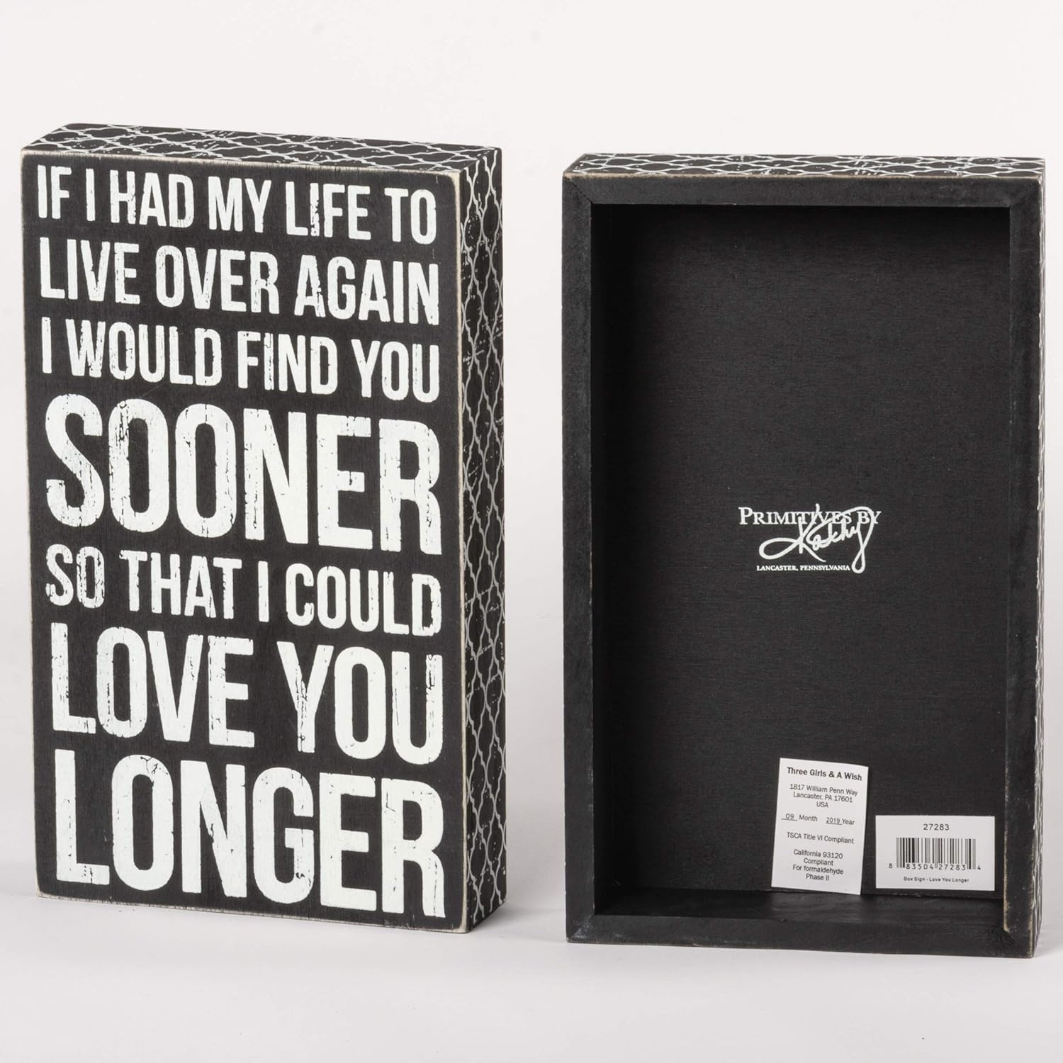 Primitives by Kathy 27283 Classic Box Sign, I Could Love You Longer - Image 2