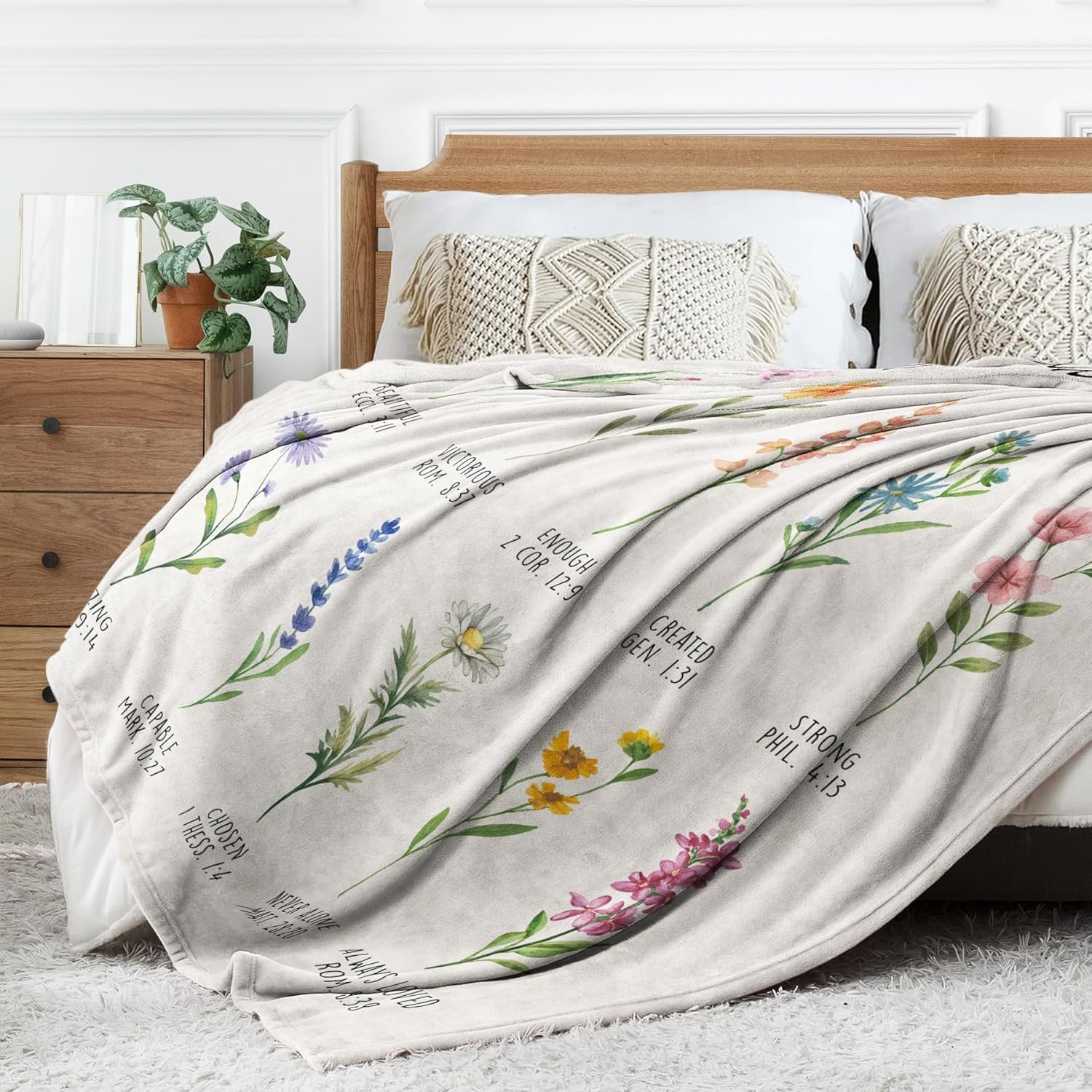 Afterprints Christian Gifts for Women, Christian Blanket with Flowers, Birthday Gifts for Women, Christmas, Inspirational, Religious Gifts for Sister, Friend, Daughter, Soft Throw Blankets 50'' x 60'' - Image 3