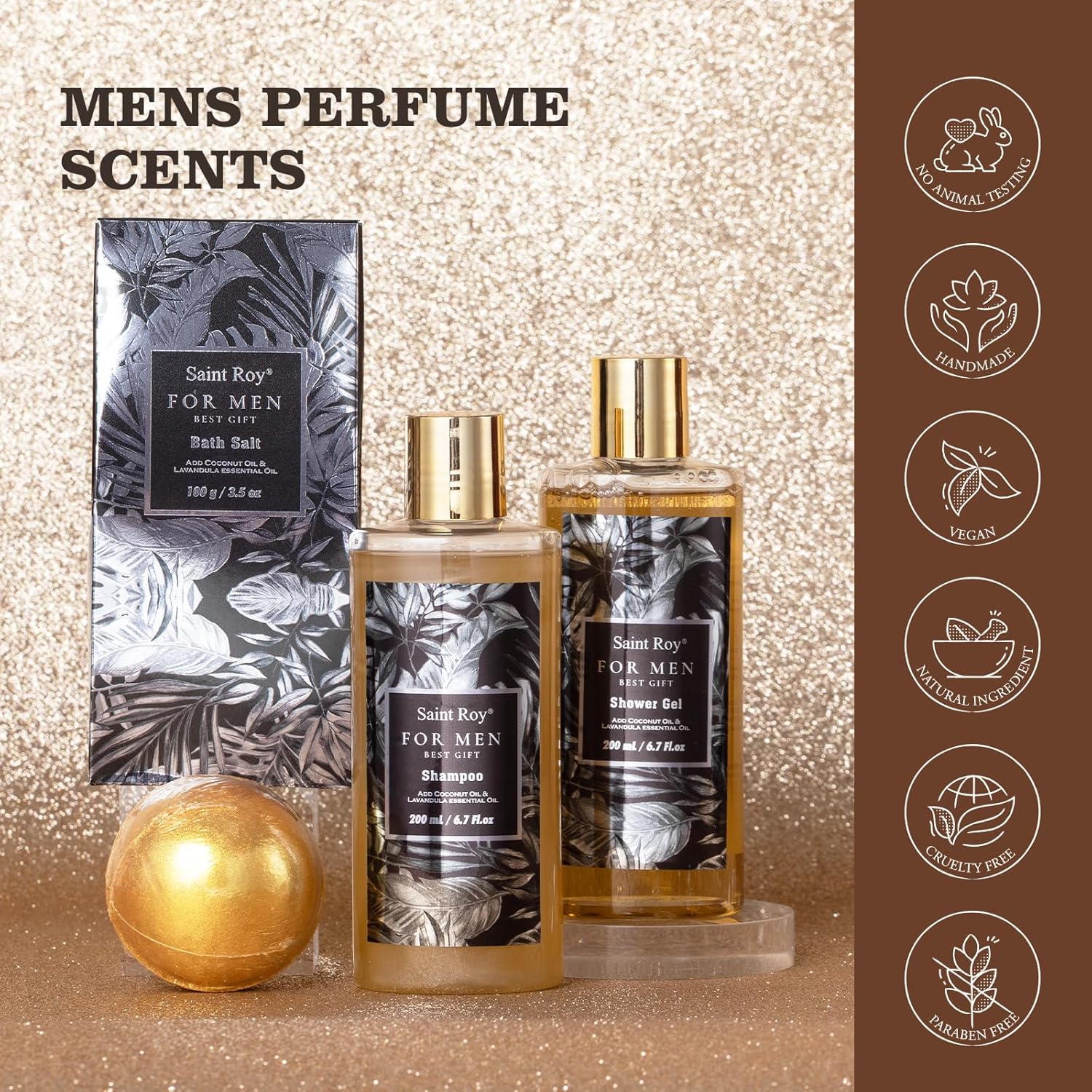 Gift for Dad Spa Gifts for Men, Bath & Body Kit, Spa Gift Set, Man Spa Basket Set for Dad, Mens Perfume Bath and Body Gift Set, Ideal Christmas Birthday Self Skin Care Set for Man Leather Wallet - Image 5