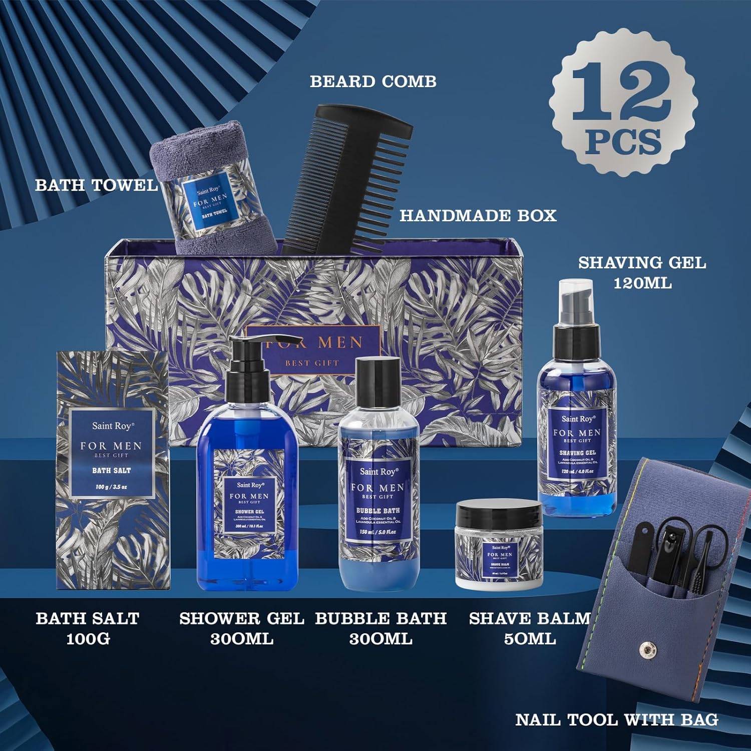 Fathers Day Christmas Gift Baskets, Birthday Gifts Spa Kit for Men Classic Perfume Bath Gift Set and Shower Gift Basket Self Care Shaving Kit Mens Bath Beard Spa Gifts Baskets Mens Gift Set beauty kit - Image 2