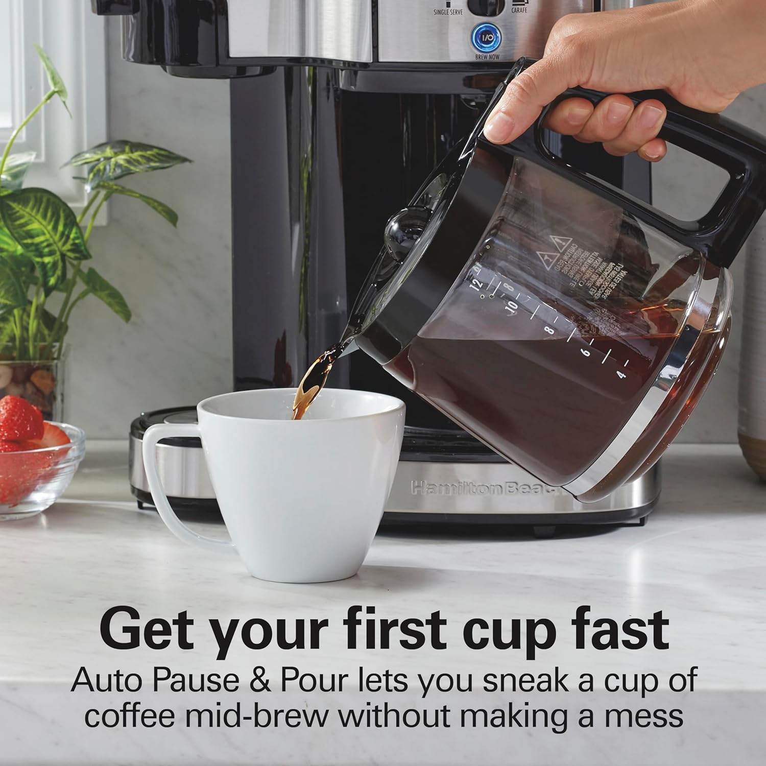 Hamilton Beach 2-Way Programmable Coffee Maker, 12 Cup Glass Carafe And Single Serve Coffee Maker, Black with Stainless Steel Accents, 49980RG - Image 7