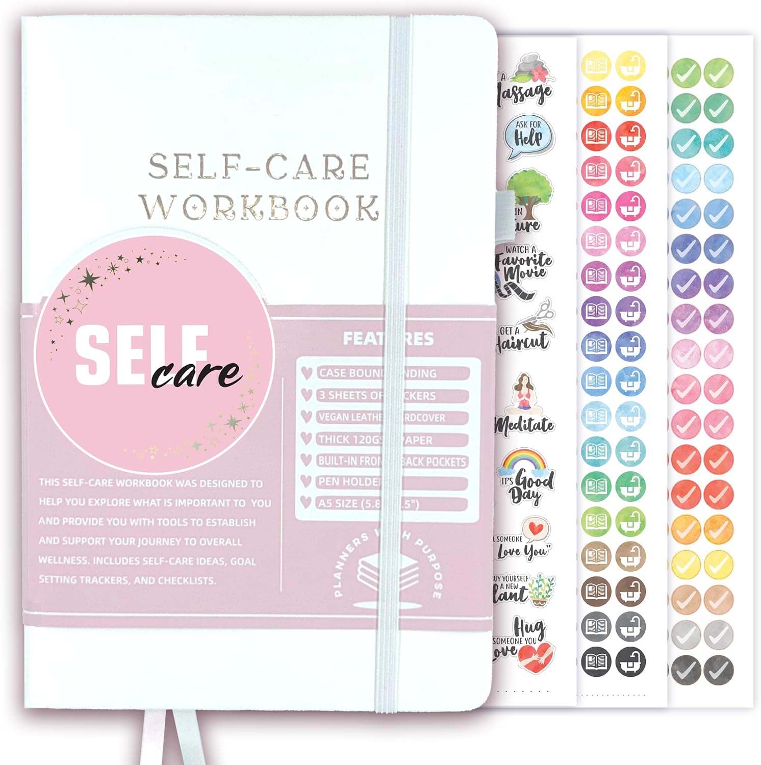 Planners with Purpose Self-Care Planner for Women - Wellness & Mindfulness Journal with Guided Prompts, Self Love & Gratitude Exercises - Daily Reflection & Goal Setting Notebook - Aesthetic Hardcover A5 (white)