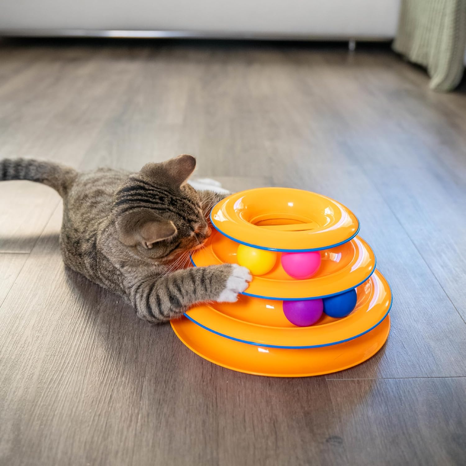Catstages Tower of Tracks Cat Toy – 3-Level Track Tower with 6 Balls, Interactive Cat Toy for Indoor Enrichment - Image 7