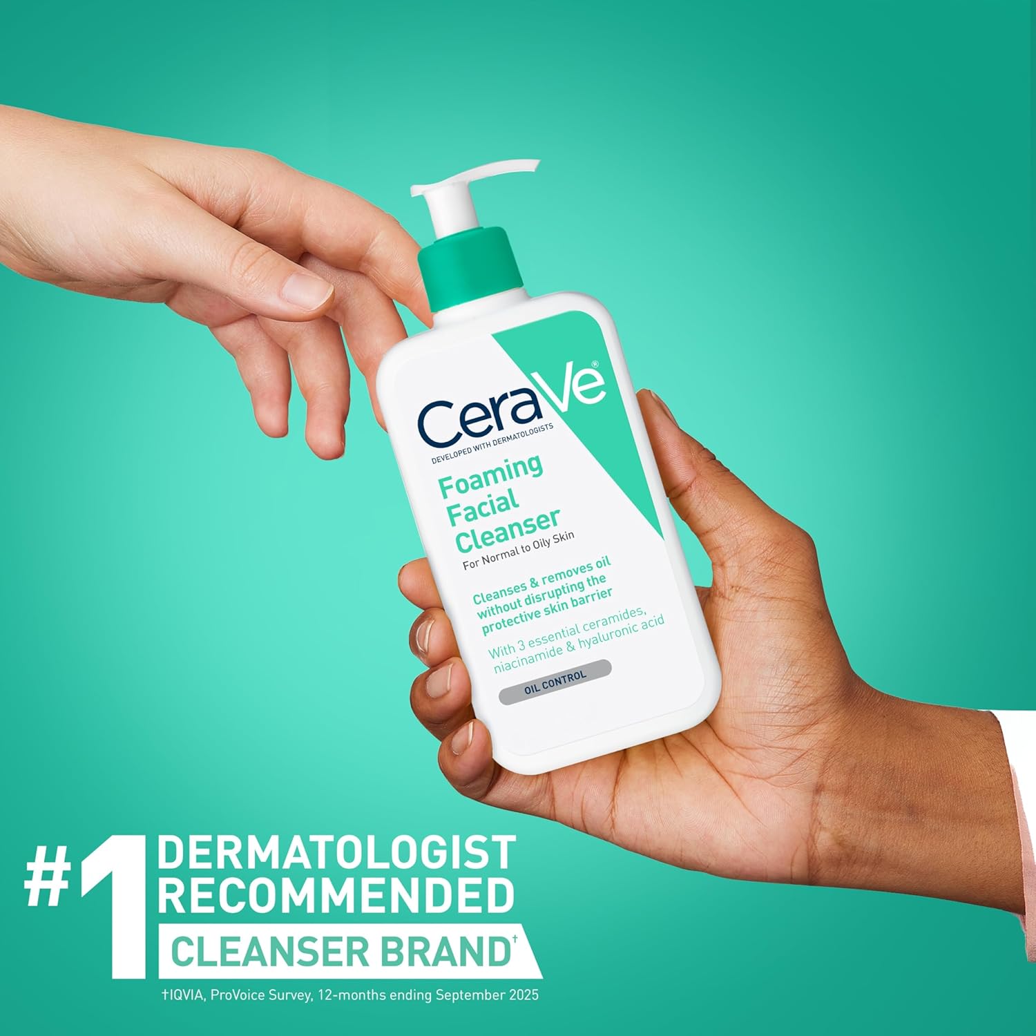 CeraVe Foaming Facial Cleanser, Daily Face Wash for Oily Skin, Hyaluronic Acid + Ceramides + Niacinamide, Fragrance Free & Paraben Free, Non-Drying Oil Control Face Wash, 16 Fluid Ounces - Image 6