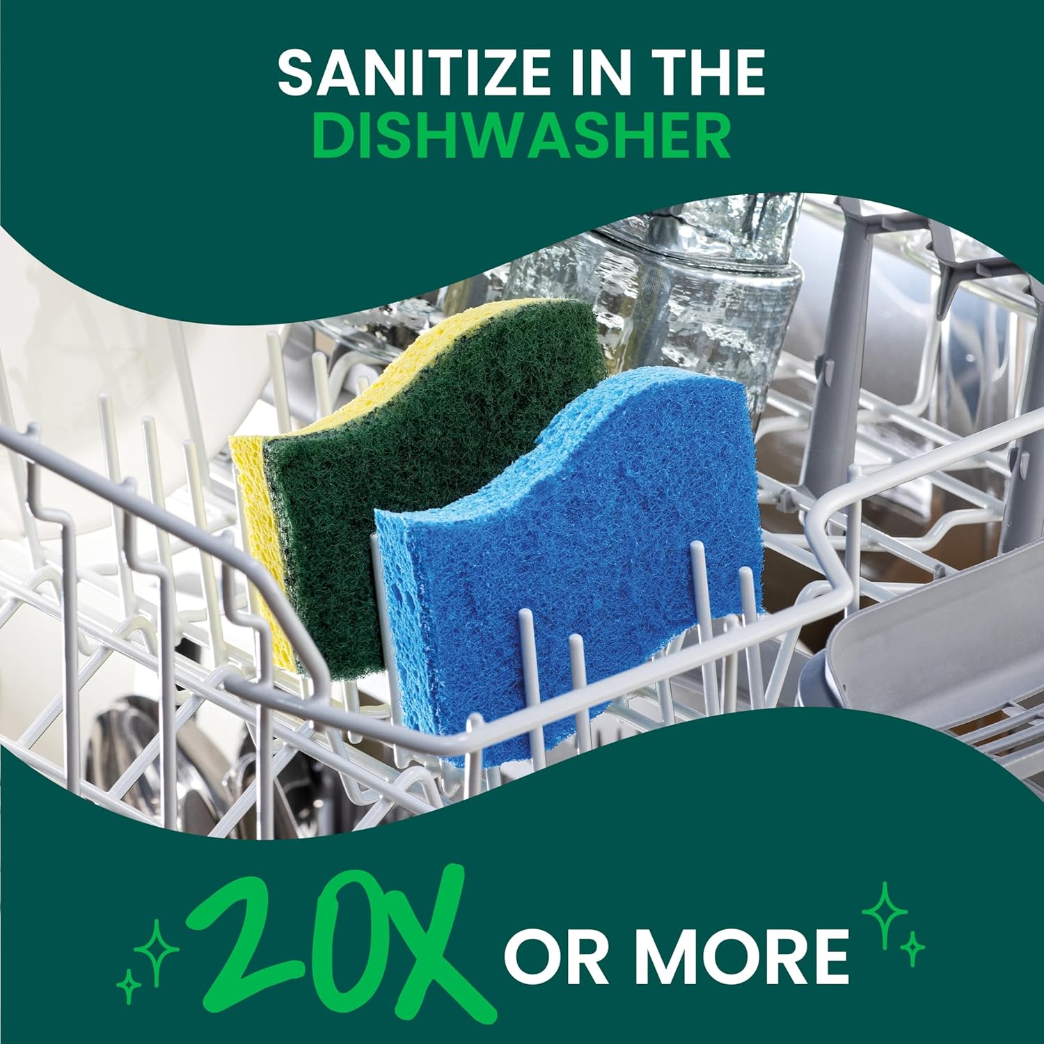 Scotch-Brite Heavy Duty Scrub Sponge, 6 Kitchen Sponges Designed for Tough Messes in the Kitchen that Last 3X Longer*, Best for Cast Iron Skillets and Outdoor Grills, Flexible, Durable, and Strong - Image 7