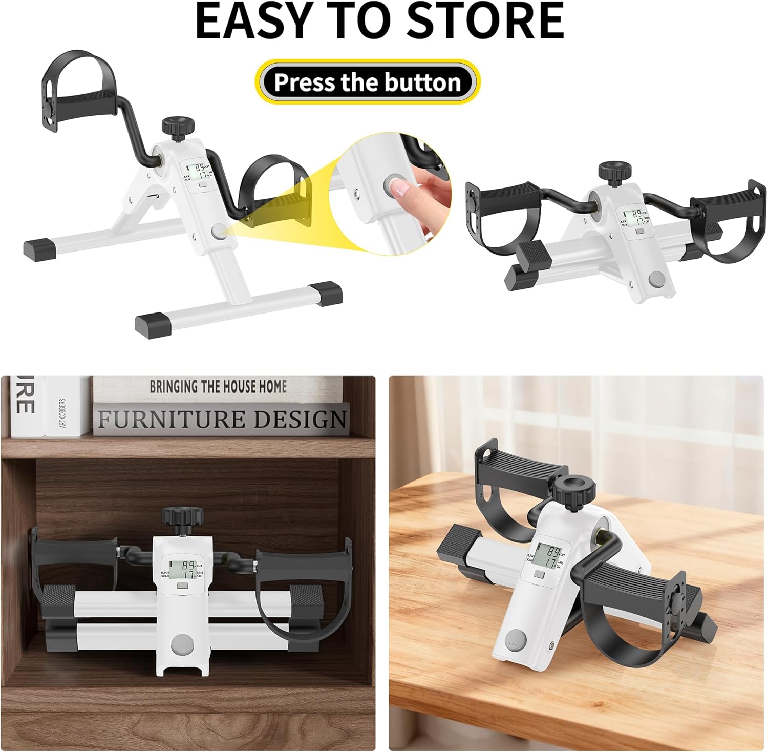MOMODA Under Desk Bike Pedal Exerciser with LCD Display Portable Mini Exercise Bike for Arm and Leg - Image 3