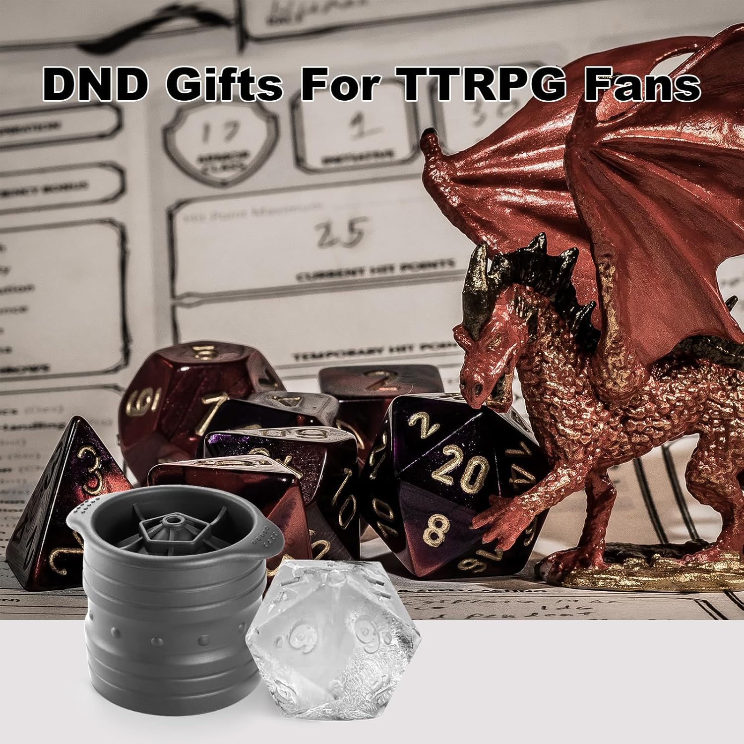 Nax Caki D20 Dice Ice Mold, DND Gamer Gifts for Men Women, Cool Christmas Stocking Stuffers Ideas for Adults TTRGP Lover, Large Silicone D&D Accessories Ice Cube Tray for Cocktails,Bourbon,Whiskey - Image 3