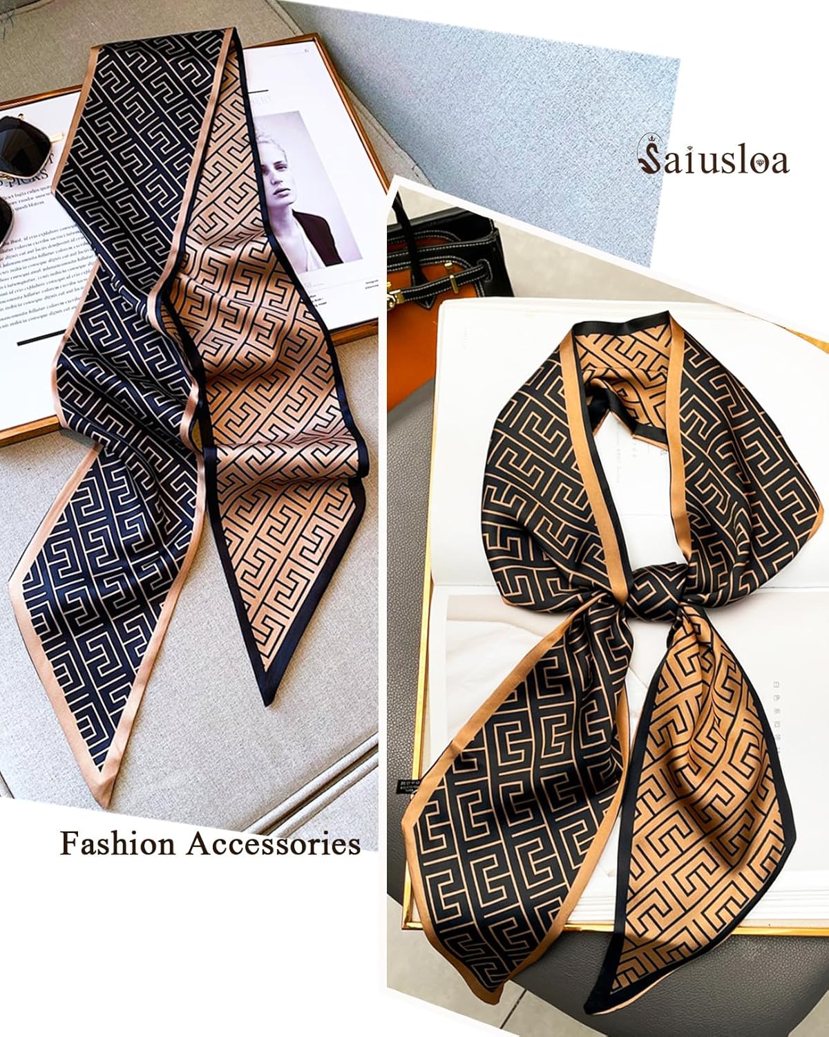 Purse Scarf For Handbags Head Scarves For Women's Hair Bags Scarfs Long Skinny Scarves Fashion Silky - Image 6