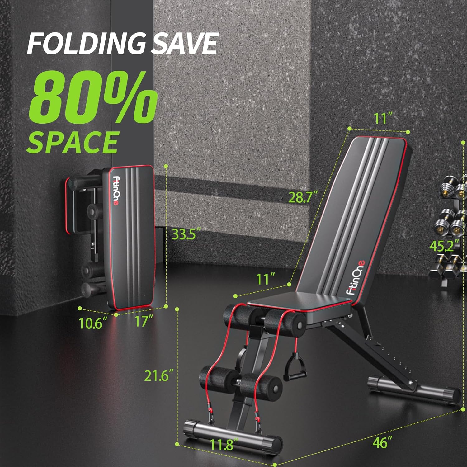FitinOne Adjustable Folding Weight Bench for Home Gym, 660 lbs Capacity Multi-Functional Workout Bench Sturdy Durable for Full Body - Image 3