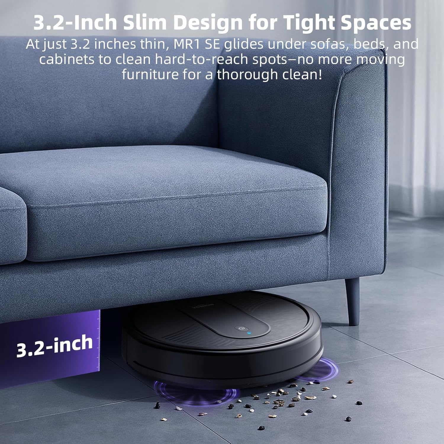 MONSGA Robot Vacuum Cleaner, 4000Pa Powerful Suction Robotic Vacuum, 3.2" Super-Slim, 140Min Runtime, Vacuum Robot for Hard Floor/Low Pile Carpet/Pet Hair, Remote/App/Voice Control, Schedule Clean - Image 4