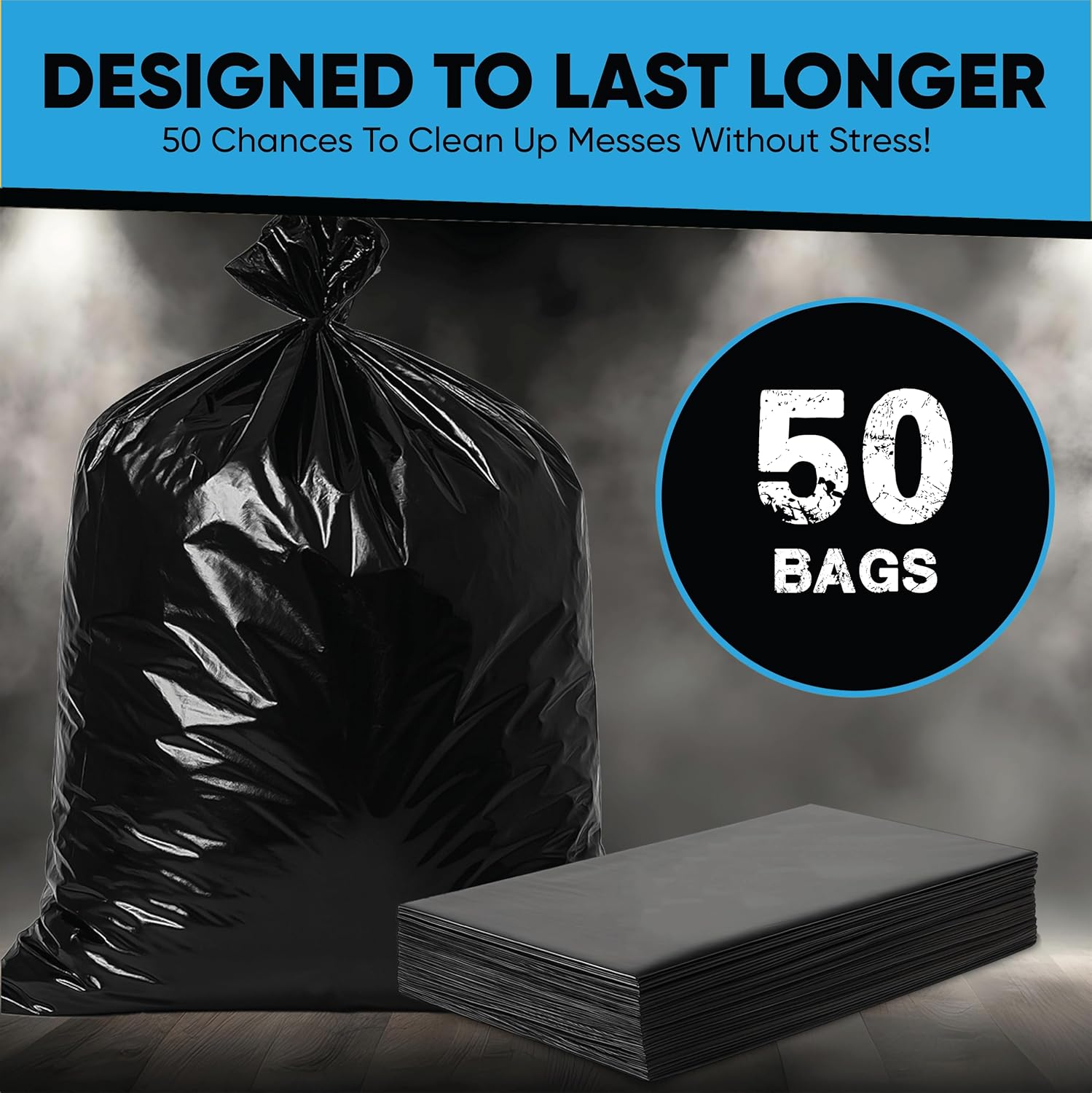 55-60 Gallon Trash Bags Heavy Duty | 50 Count | Large Black Garbage Bags for Outdoor, Leaf, Commercial Use | Fits 50 Gallon, 55 Gal, 60 Gal Trash Cans - Image 3
