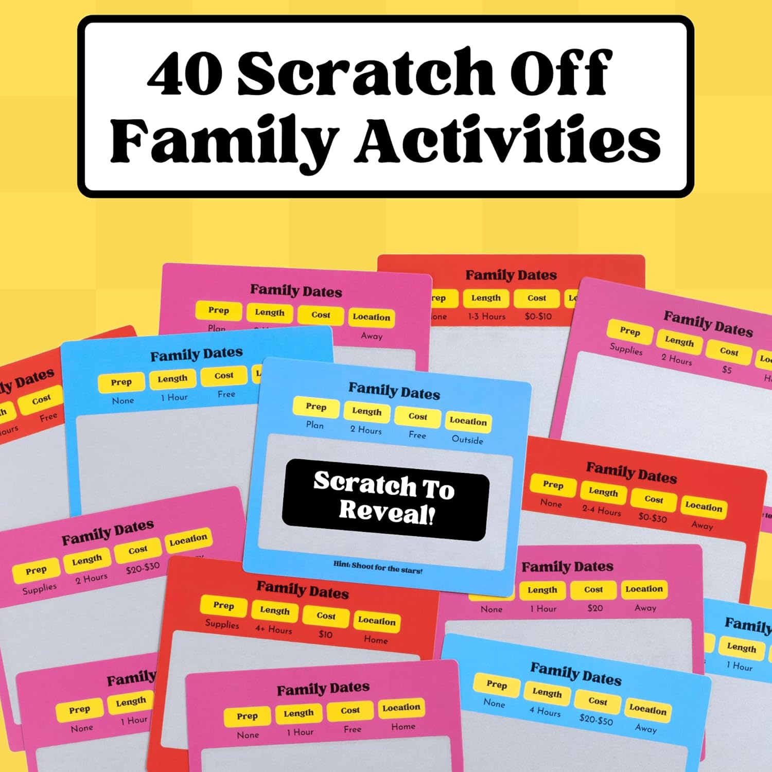 Happy Duo Family Dates 40 Scratch Off Cards – Fun Activities & Date Night Ideas for Kids and Parents – Adventure Card Game for Families – Easter Basket Stuffers for Kids - Image 2