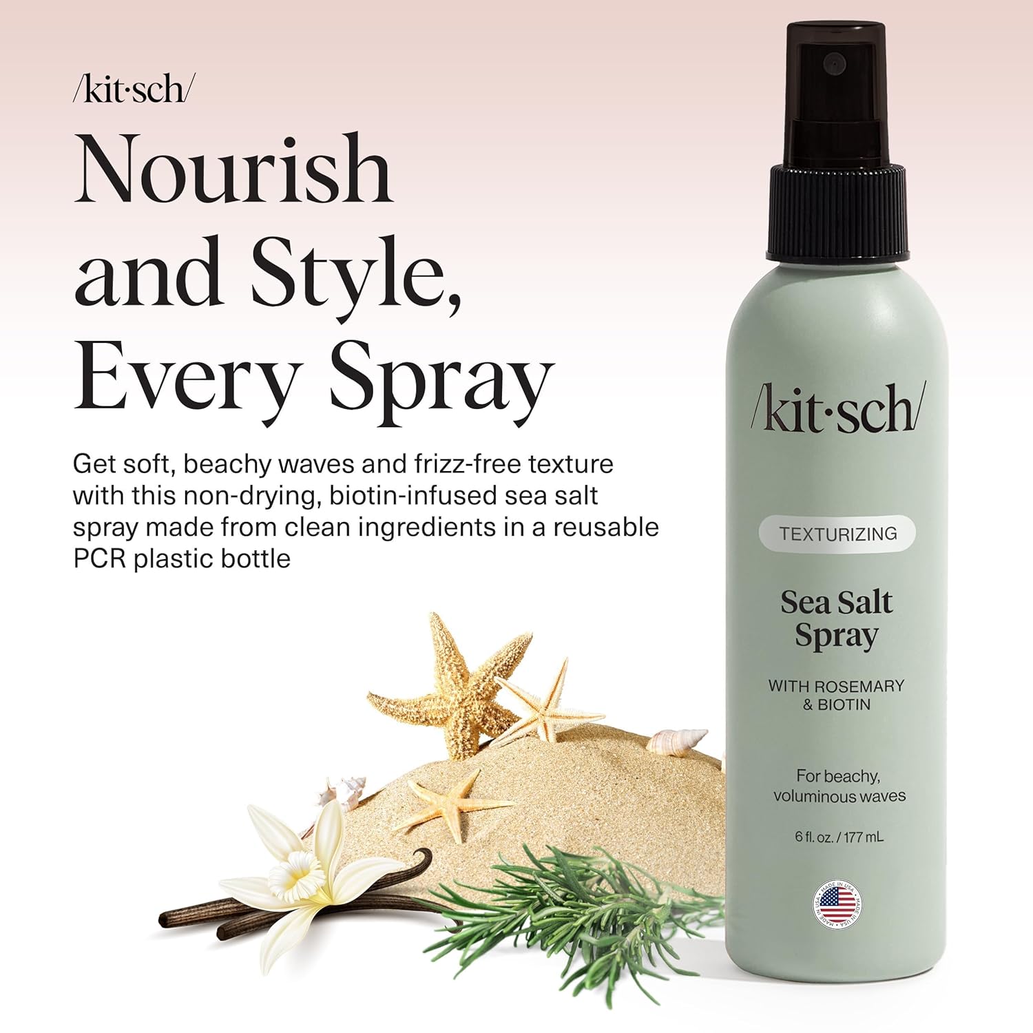 Kitsch Sea Salt Spray for Men and Women | Hair Spray with Rosemary, Biotin, Magnesium – Hair Texturizer for Natural Curls and Beach Waves | Ideal Gifts for Women, 177 mL - Image 2