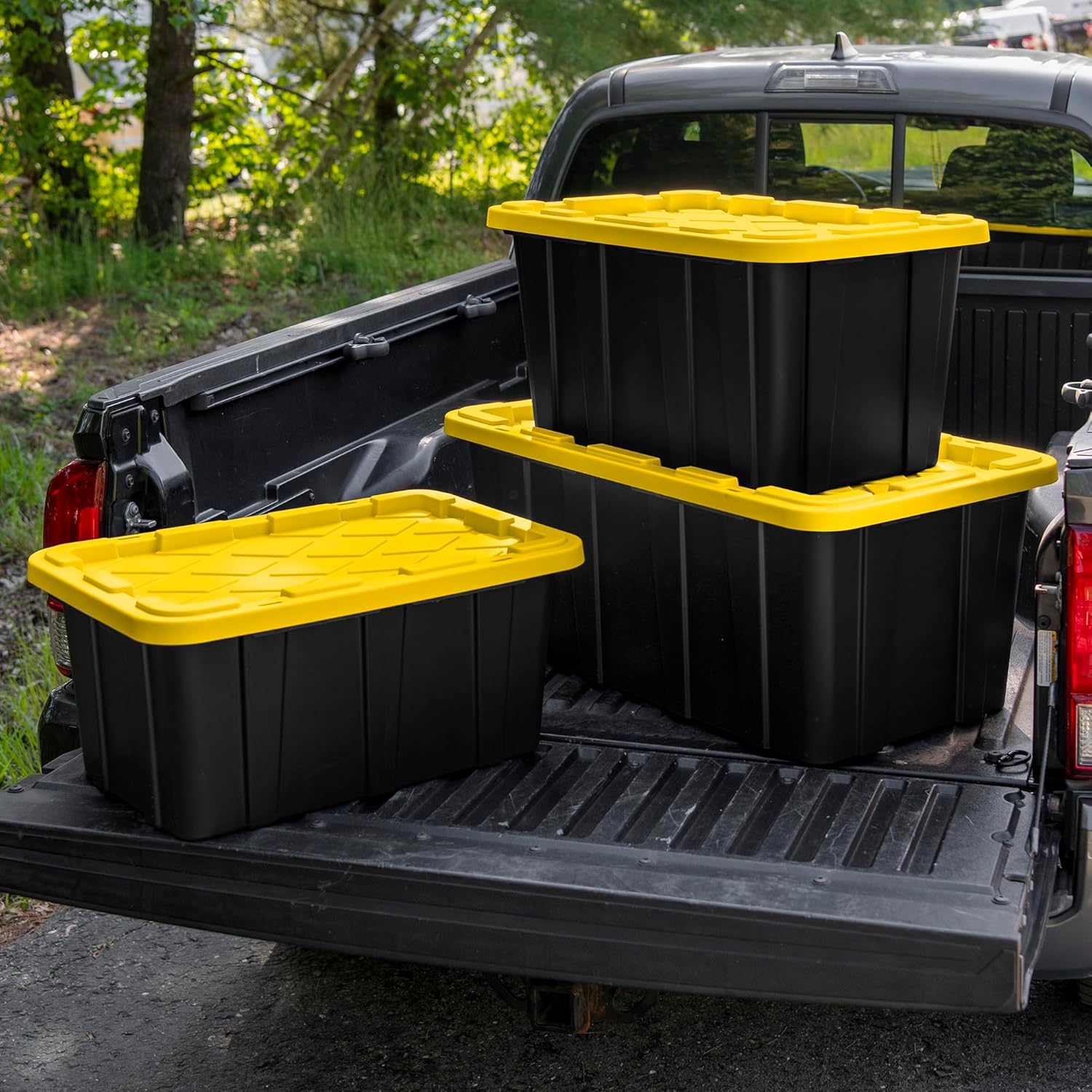 Sterilite 12-Pack Industrial Tote, Plastic Storage Container Bins with Lids, 27 Gallon - Heavy-Duty Organizing Containers for Closet, Bathroom, and Office - Image 7