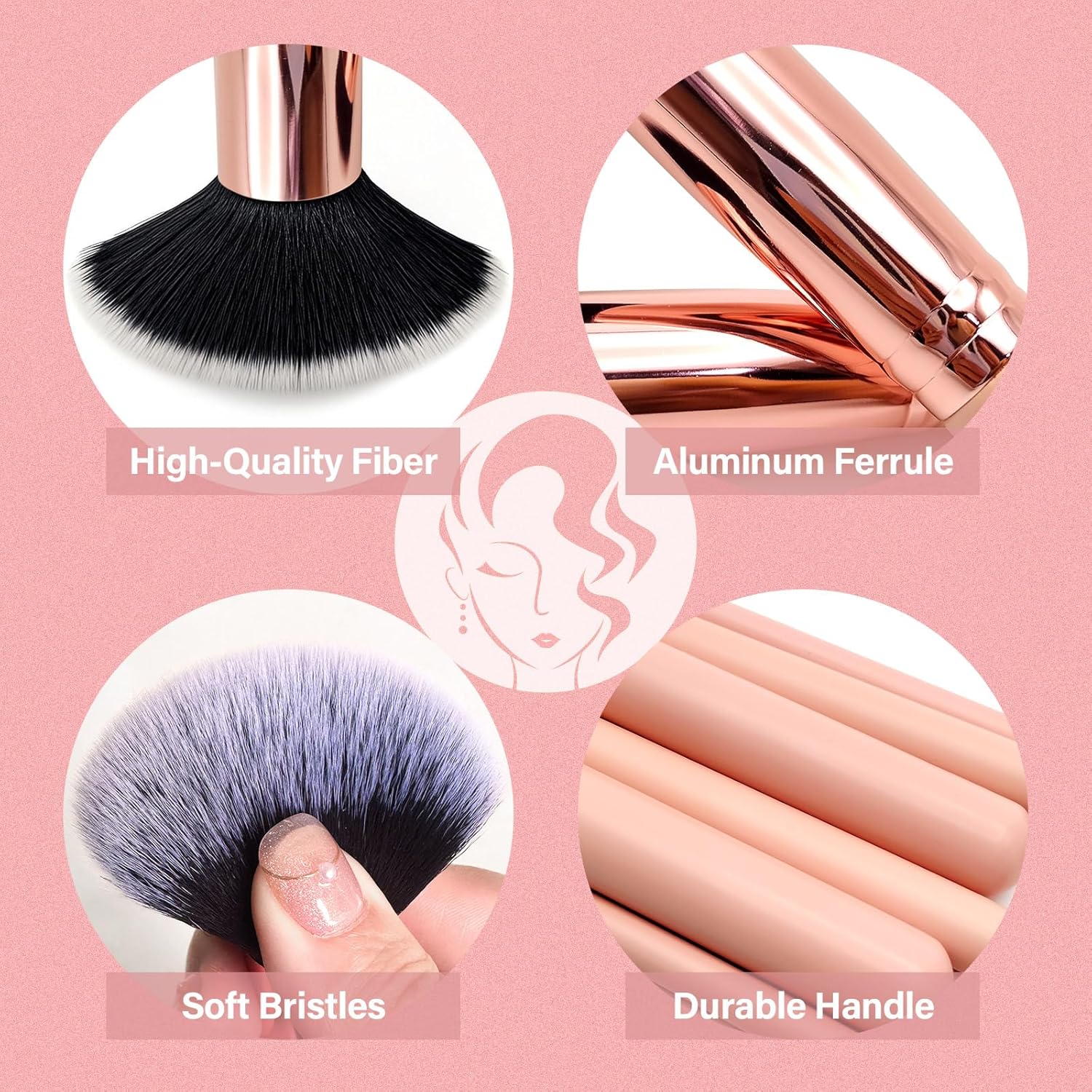 Makeup Brushes Set, Mlemle Professional 26 Pcs Makeup Kit, Include Powder Foundation Concealers Blush Eye shadows Eyebrow 21 Pcs Makeup Brushes and 2 Powder Puff, 3 Makeup Sponge(A01-Pink) - Image 4