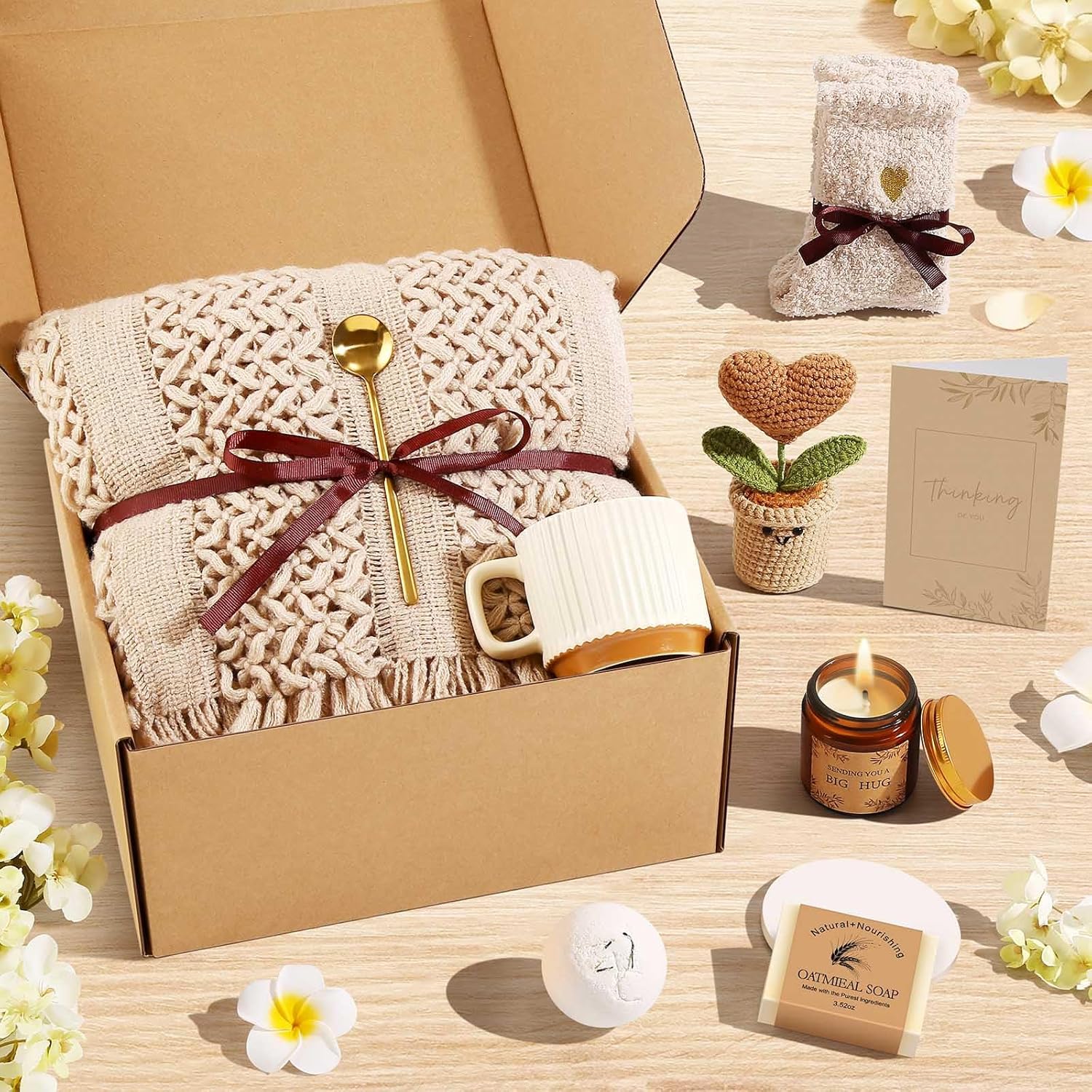 Uwingess Get Well Soon Gift Baskets for Women Self Care Gifts, Spa Care Package After Surgery Inspirational Thinking of You Sympathy Gifts,Christmas Birthday Gift for Women Friends Mom Sister Grandma - Image 3