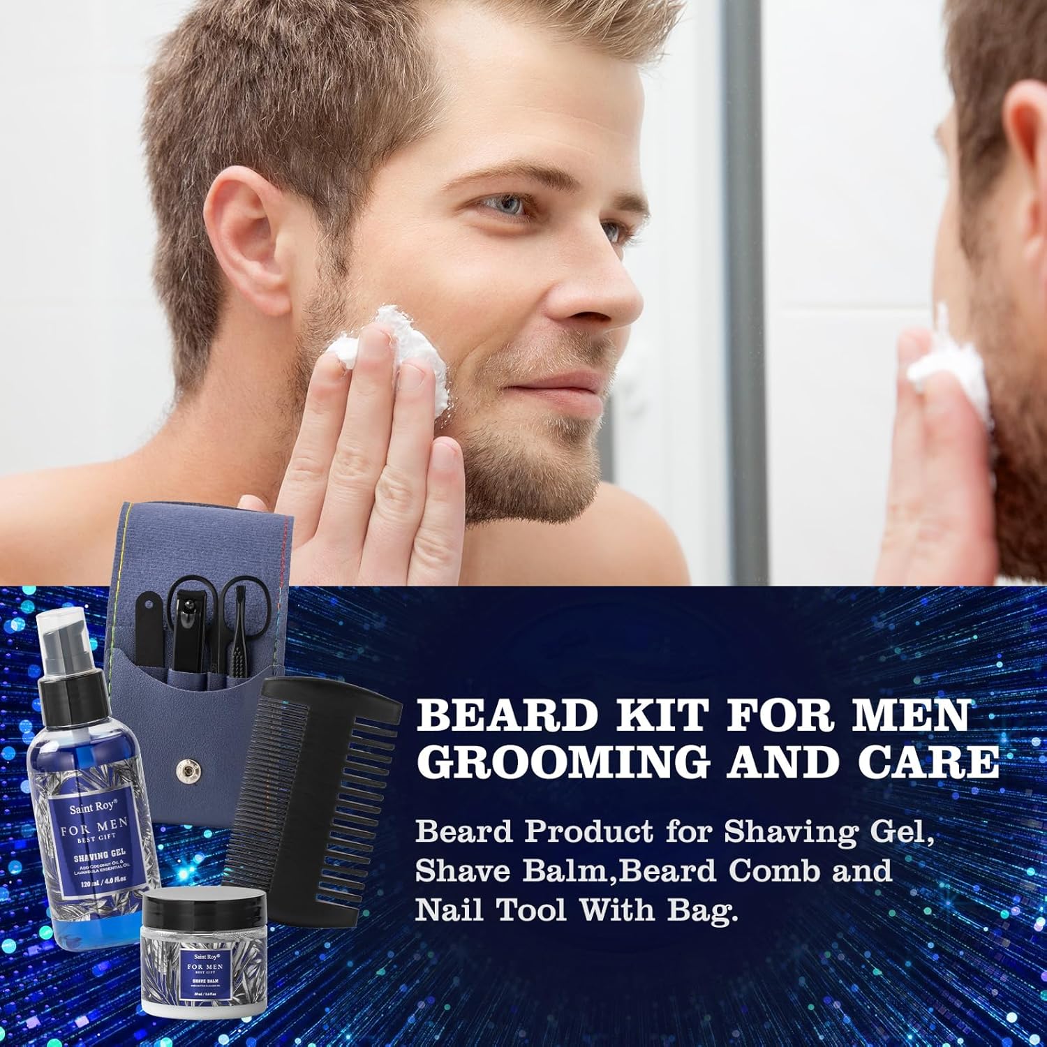 Fathers Day Christmas Gift Baskets, Birthday Gifts Spa Kit for Men Classic Perfume Bath Gift Set and Shower Gift Basket Self Care Shaving Kit Mens Bath Beard Spa Gifts Baskets Mens Gift Set beauty kit - Image 5