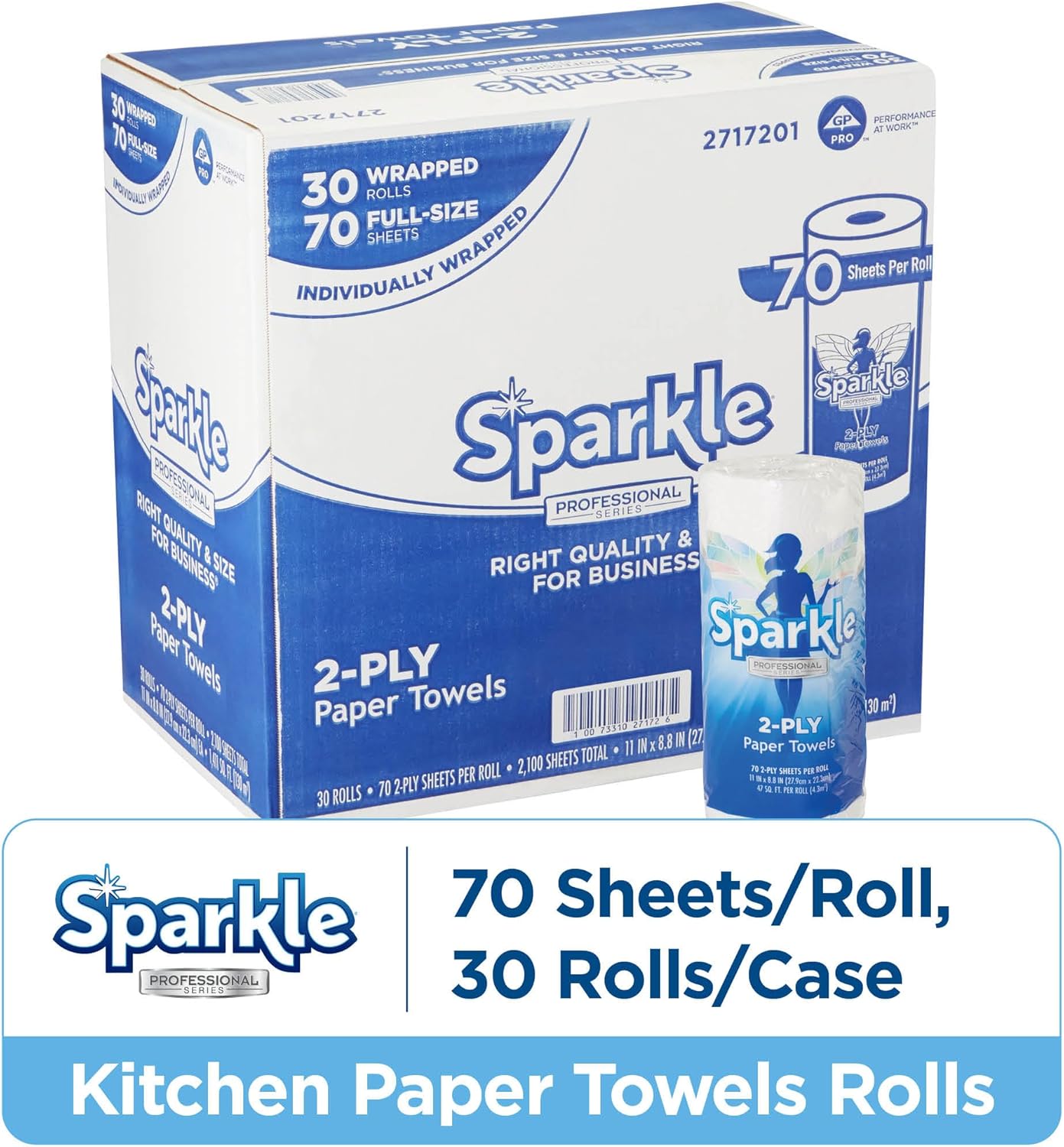 Georgia-Pacific Sparkle Professional Series 2-Ply Perforated Kitchen Paper Towel Rolls by GP PRO (Georgia-Pacific), 2717201, 70 Sheets Per Roll, 30 Rolls Per Case - Image 2