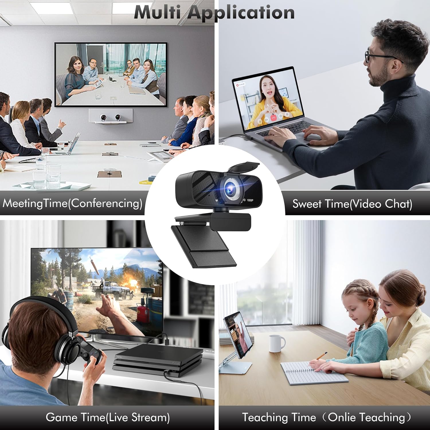 Gohero Full HD 1080P Video Webcam, Noise Cancellation, Privacy Cover, Wide-Angle Lens, Auto Light Correction, Plug & Play USB Webcam for Laptop, Desktop, PC, Mac, Zoom, Skype Pro Series - Image 6