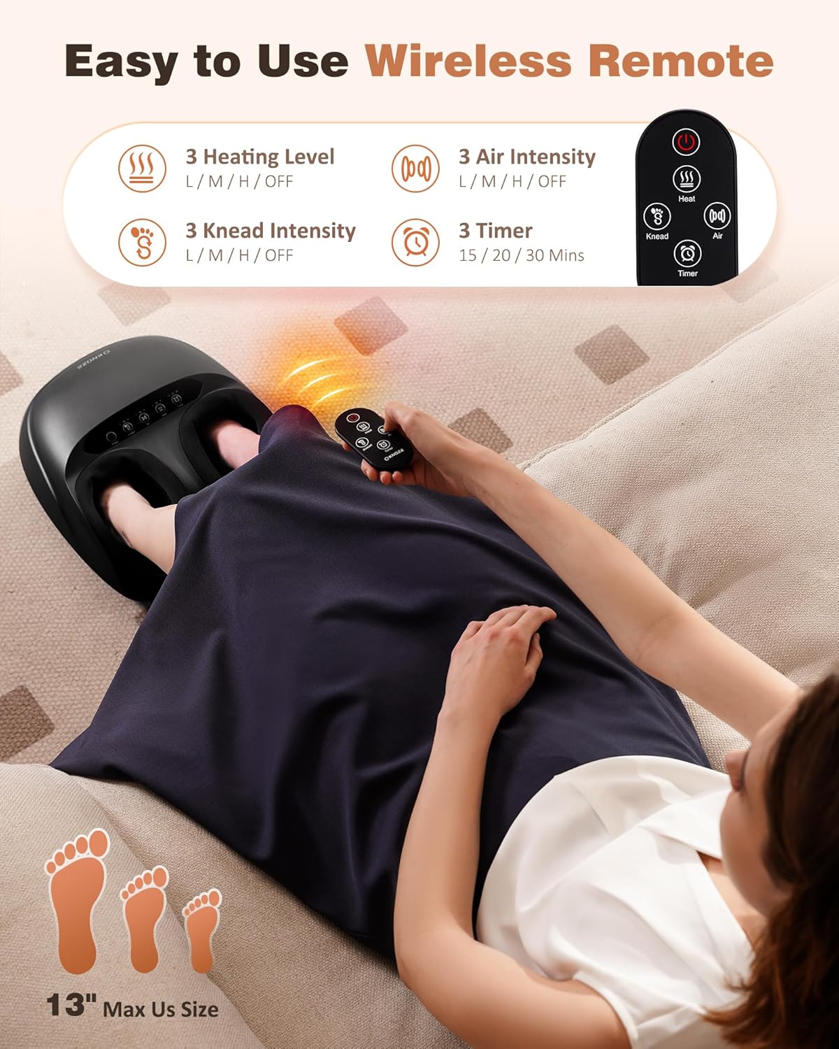 KNQZE Shiatsu Foot Massager with Heat and Compression, Deep Kneading Foot Massage for Plantar Fasciitis Relief, Remote Control, Multi Massage Modes, Auto Shut-Off Timer, FSA Eligible, Mothers Day gift - Image 2
