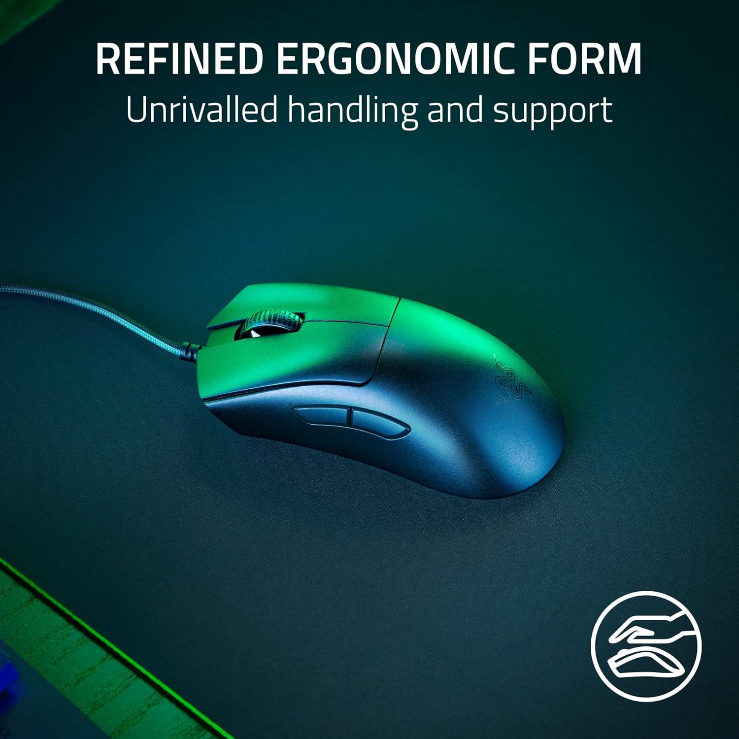 Razer DeathAdder V3 Wired Gaming Mouse: 59 g Ultra Lightweight - Focus Pro 30K Optical Sensor - Fast Switches Gen-3-8K Hz HyperPolling - 6 Programmable Buttons - Ergonomic - Speedflex Cable - Black - Image 3