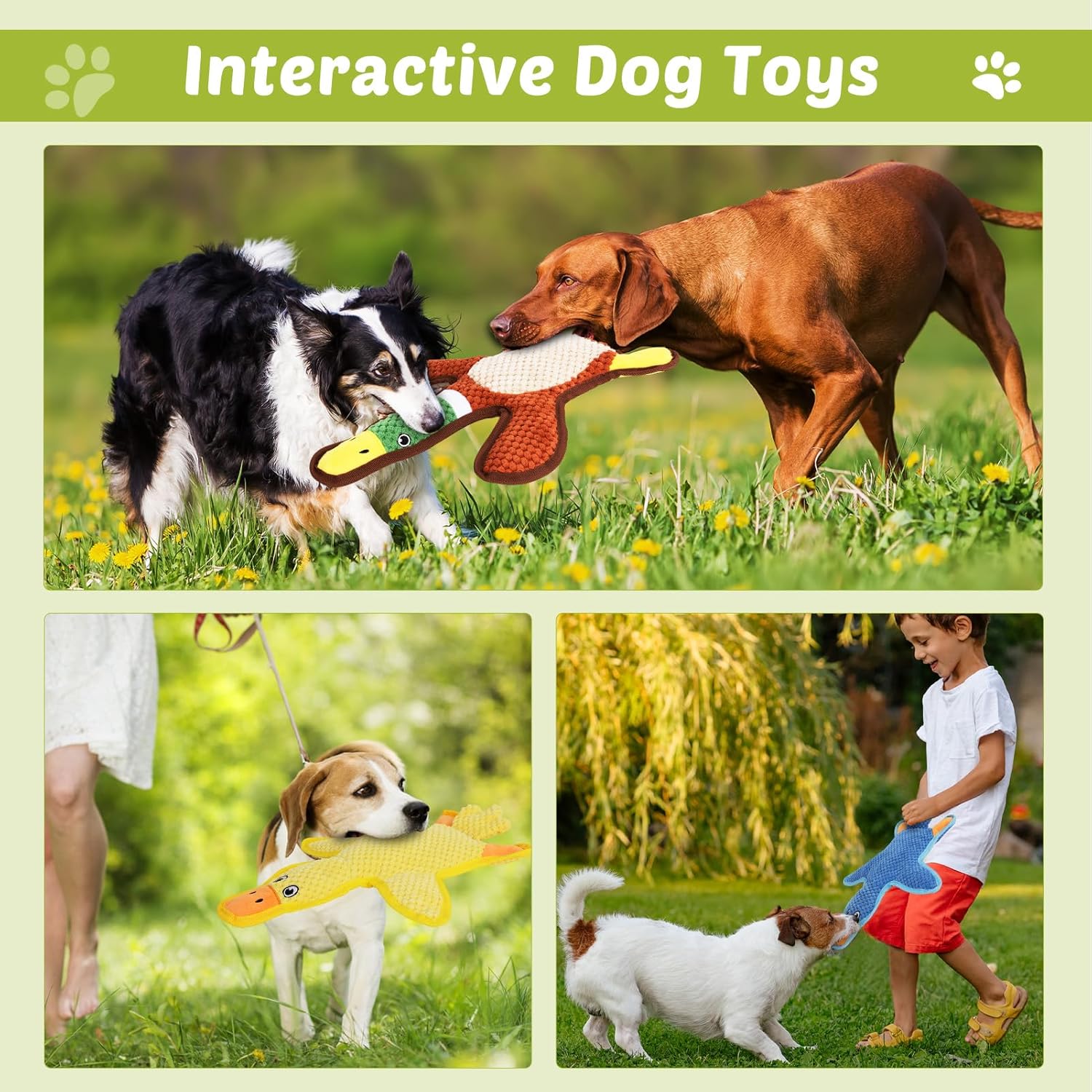 Dog Toys 3-Pack Cute Duck Shapes Puppy Toys No-Stuffing Squeaky and Crinkle Interactive Dog Chew Toy for Small to Large Breeds - Image 6