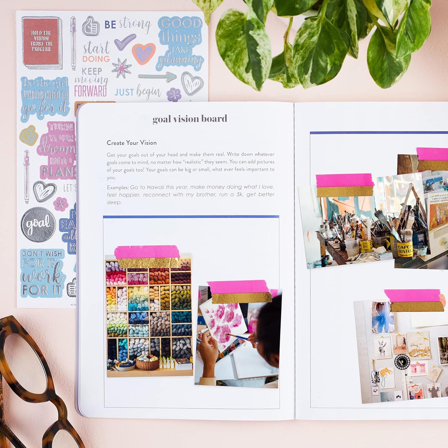 Erin Condren Designer Petite Planner - Goal Setting Journal Editions with Illustrative, Functional, Cute Sticker Pack that Includes Inspirational Quotes for Customization (Goal Setting 2) - Image 3