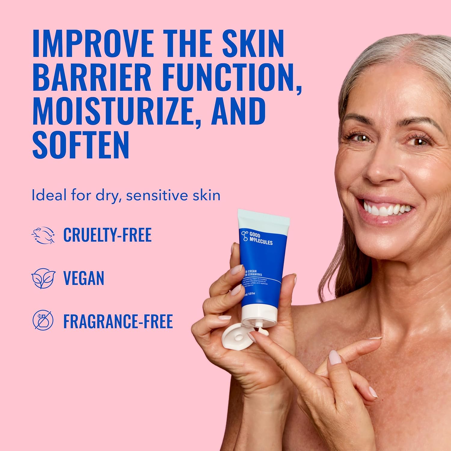 Good Molecules Rich Cream with Ceramides 50 ml / 1.6 oz – Daily Facial Moisturizer for Dry Skin, Redness – Face Lotion with Betulin Soothe, Plump, Hydrate, Moisturize – Anti-aging Skin Care - Image 2