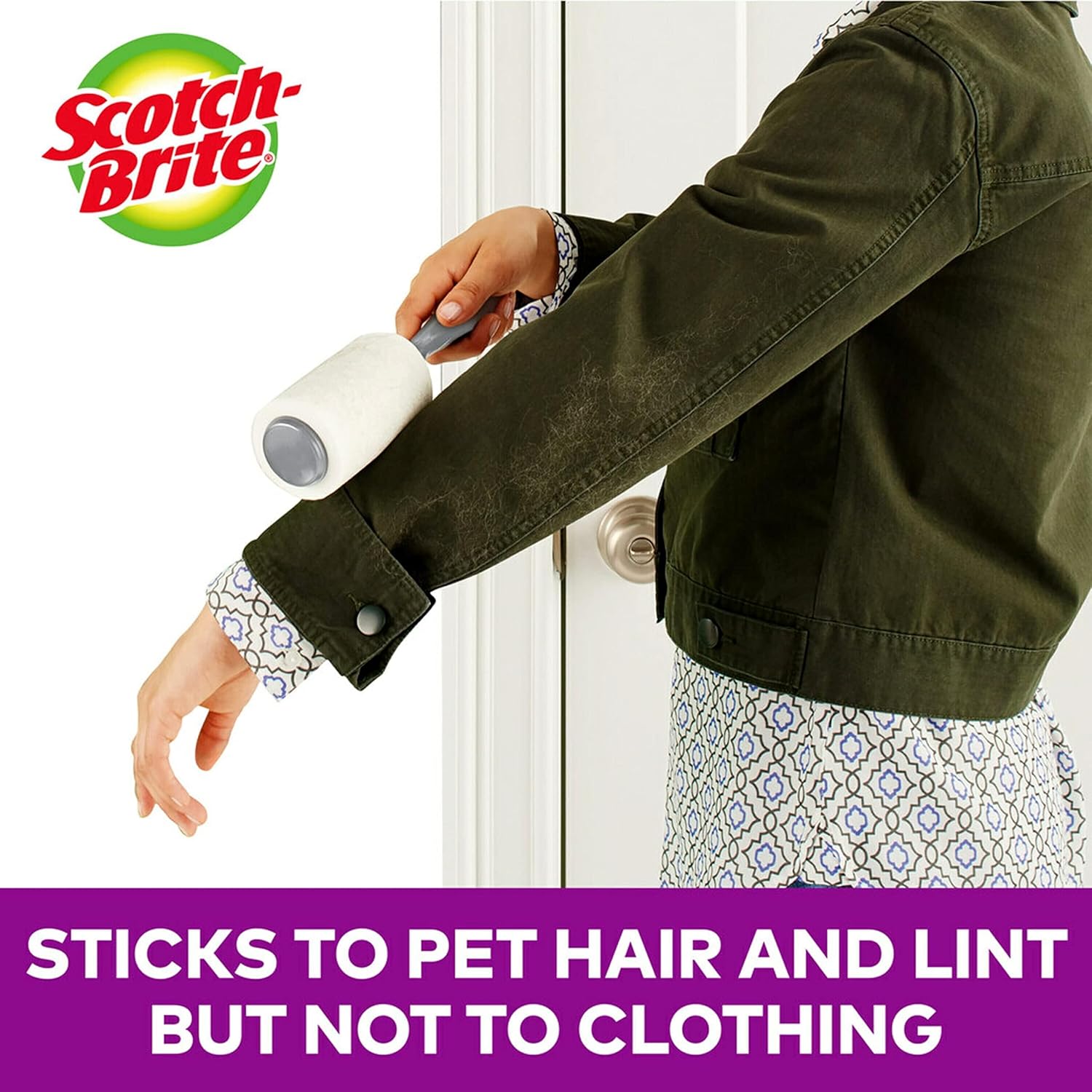 Scotch-Brite Pet Hair Pickup Extra Sticky Lint Roller, Designed for Removing Fur + Fluff on Couches, Clothes, Dog and Cat Beds, & More, 4 Pack, 192 Easy-Tear Adhesive Sheets Total - Image 3