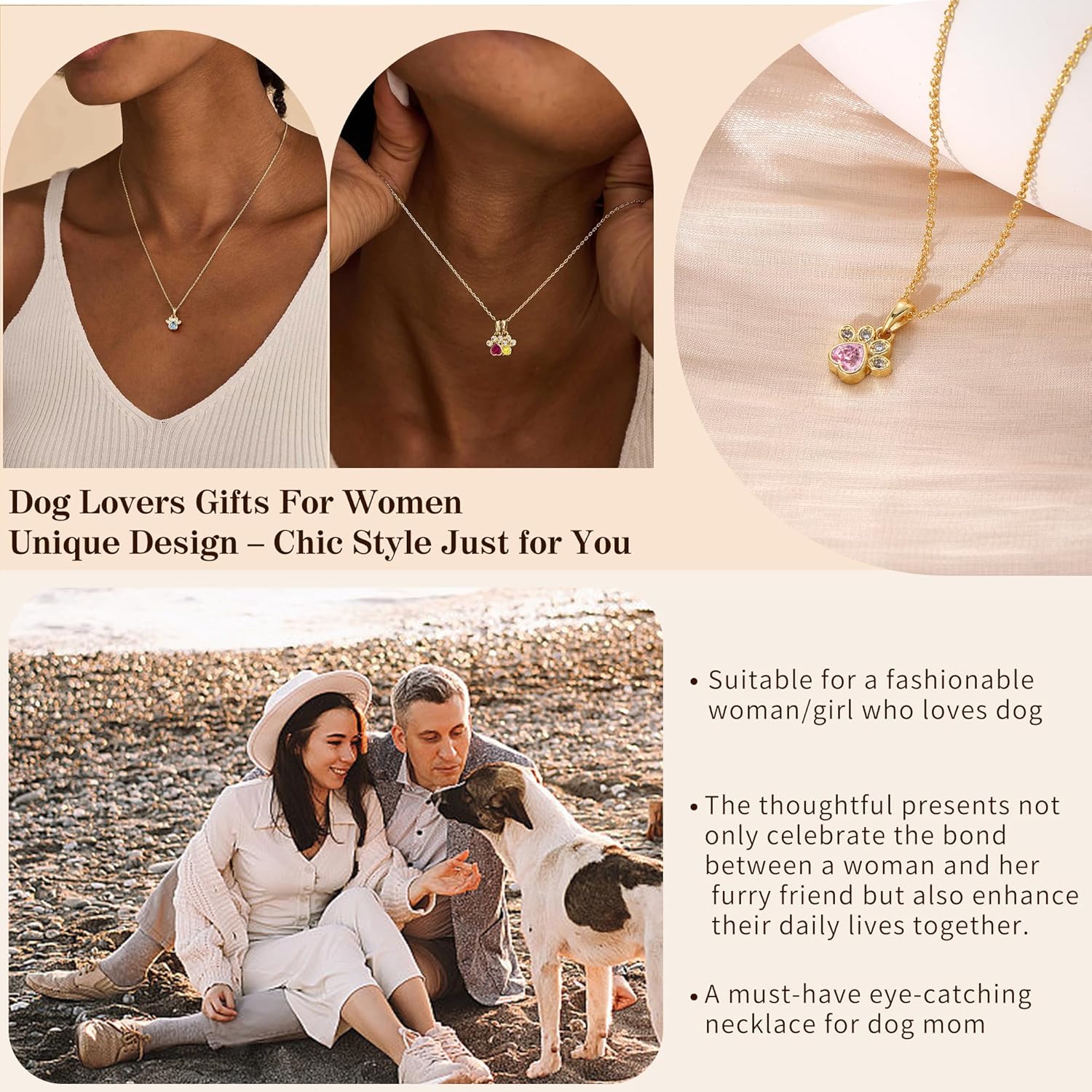 Dog Mom Gifts for Women, Gifts for Dog Lovers Birthstone Necklace for Women Christmas Stocking Stuffers for Teens Memorial Gift of Loss of Dogs Pet 14k Dainty Gold Necklace Birthday Gift for Her Pet Remembrance Breavement Jewelry - Image 6