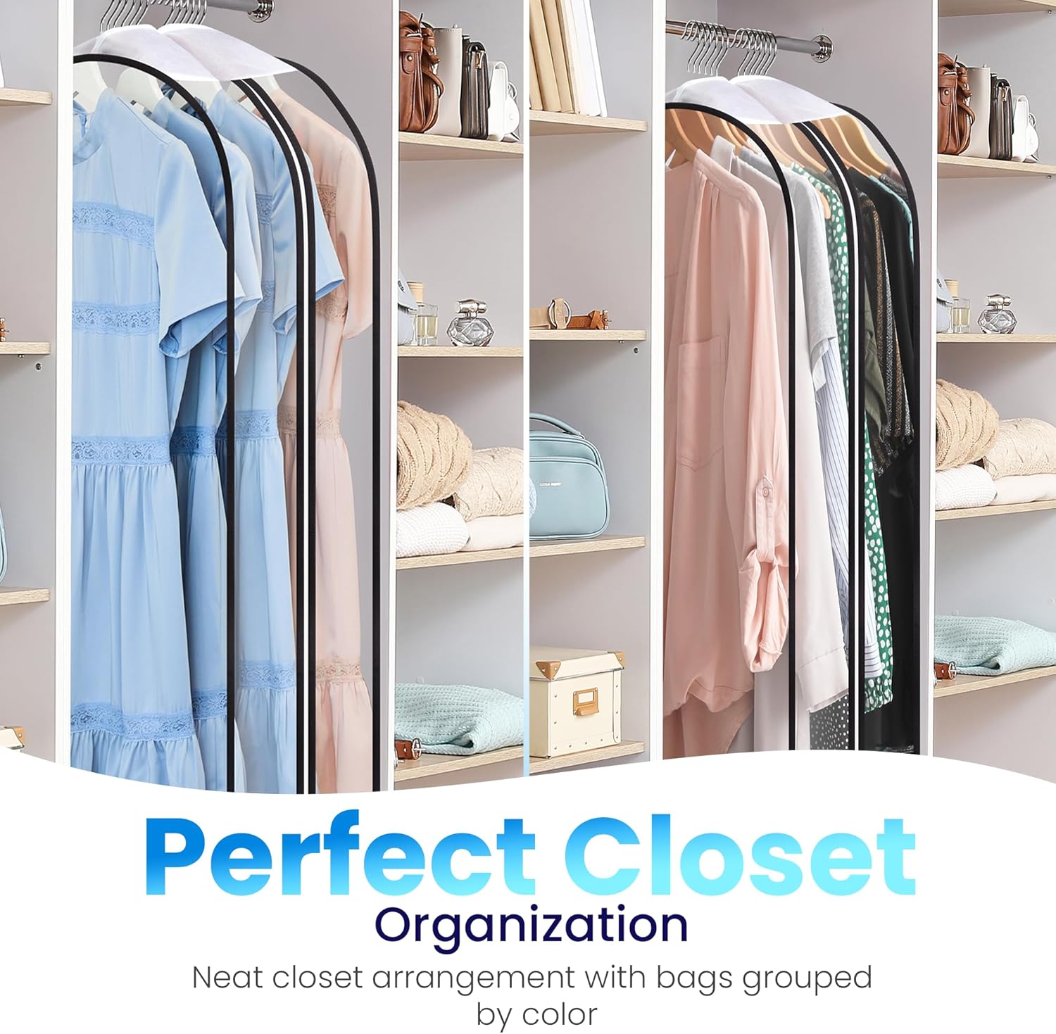Handy Laundry Clear Garment Bags for Hanging Clothes, 50" Suit Bags with 10" Gusset, Heavy Duty Closet Storage Covers for Coats, Dresses, Shirts, Jackets, Dustproof & Breathable, 4 Pack - Image 5