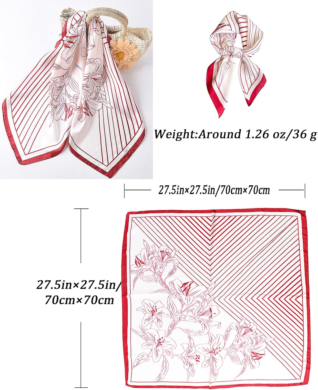 Neck Scarf For Womens Silky Head Scarves Hair Bandanas Square Scarf Fashion Accessories lightweight - Image 3