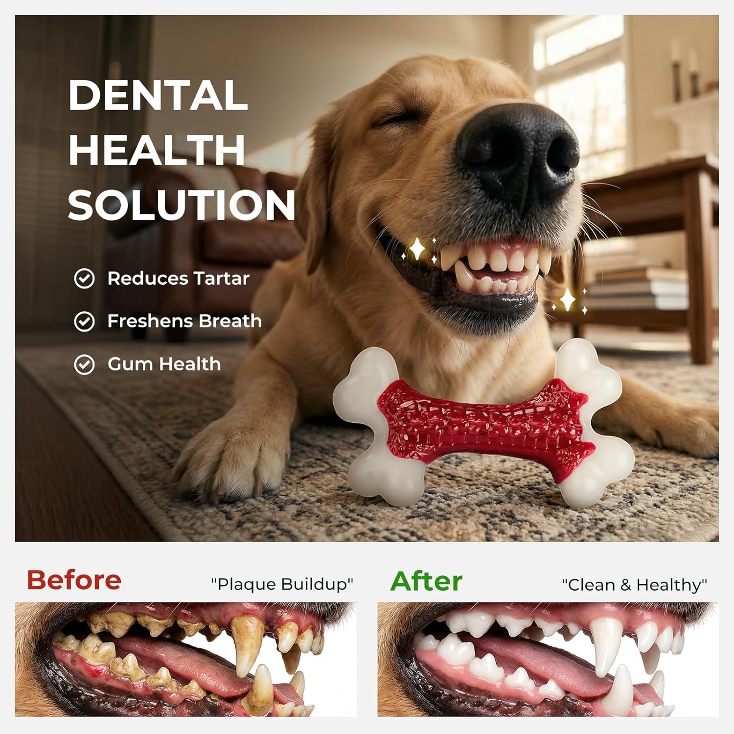 Kseroo Indestructible Dog Toys for Aggressive Chewers: Beef Flavored Hard Nylon Bone Chew Toys, Tough Dog Chew Toys for Large Dogs, Dog Toys to Keep Them Busy for Medium Large Breed (20-80 lbs), Red - Image 3