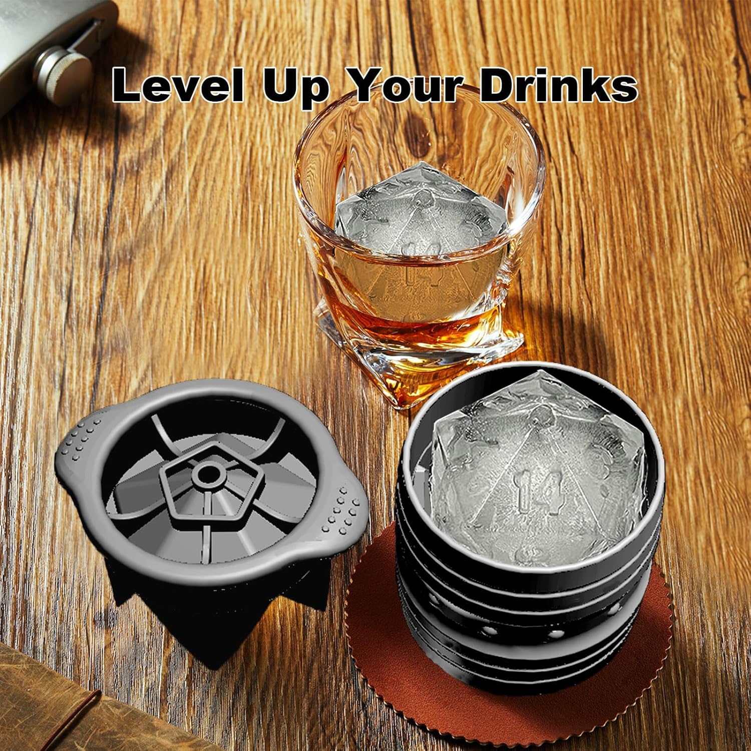 Nax Caki D20 Dice Ice Mold, DND Gamer Gifts for Men Women, Cool Christmas Stocking Stuffers Ideas for Adults TTRGP Lover, Large Silicone D&D Accessories Ice Cube Tray for Cocktails,Bourbon,Whiskey - Image 2