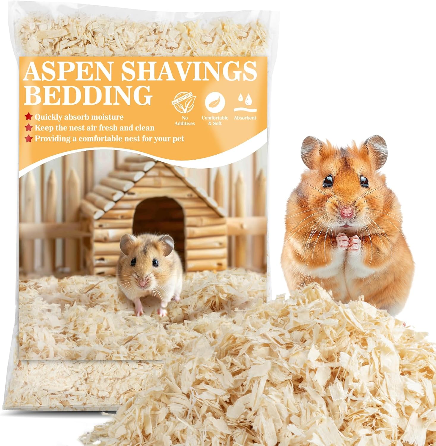 Sukh 14 OZ Aspen Hamster Bedding - Aspen Shavings Pet Supplies Bedding and Litter for Guinea Pig Rabbit Snake Enclosure Horse Bunny Hedgehog Chicken Coop Reptile Chinchilla Small Animal