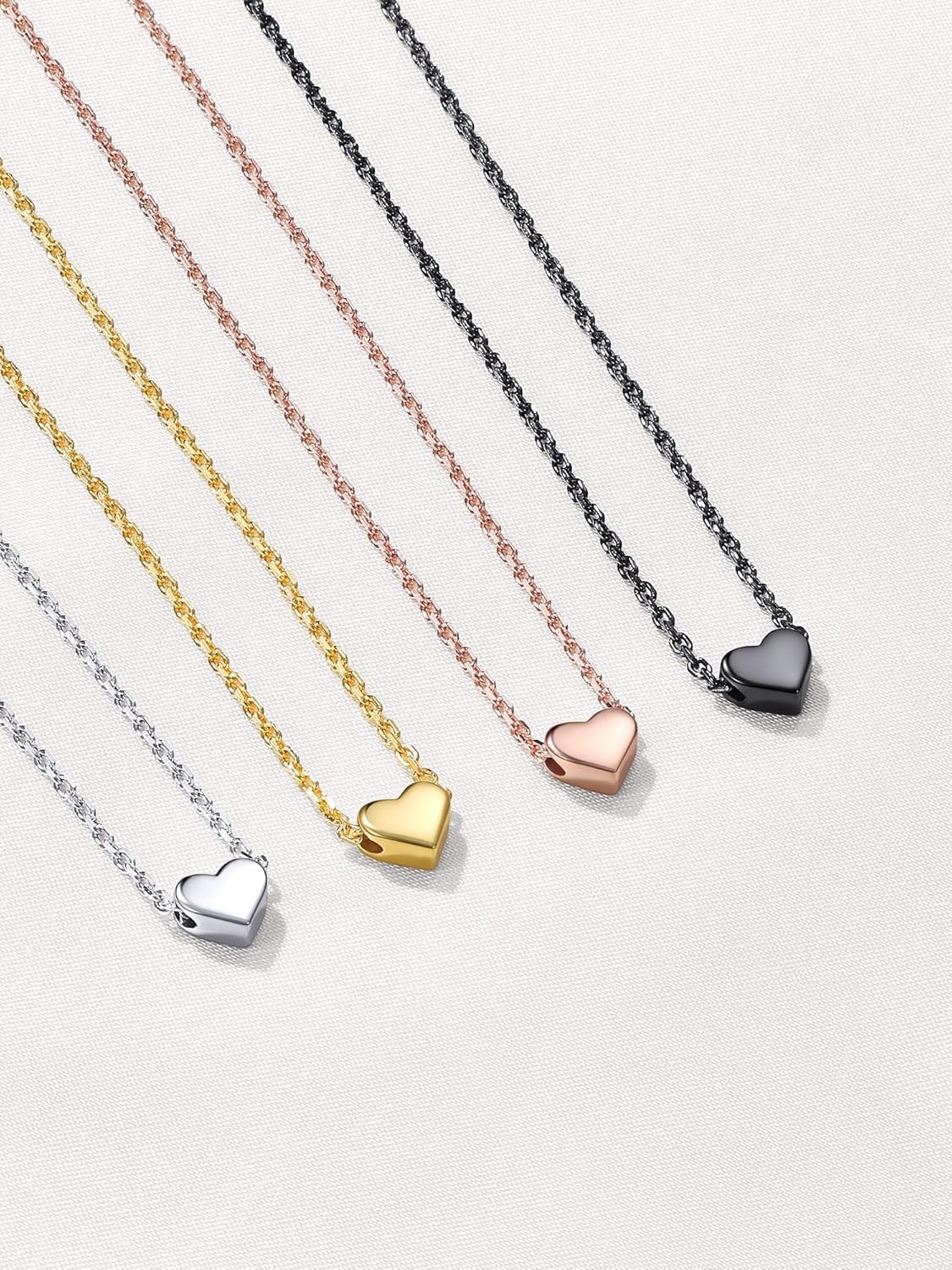ChicSilver Personalized 925 Sterling Silver Dainty Small Heart/Star/Moon/Dot/Triangle Pendant Necklace for Women, Silver/Gold/Rose Gold/Black (with Gift Box) - Image 8