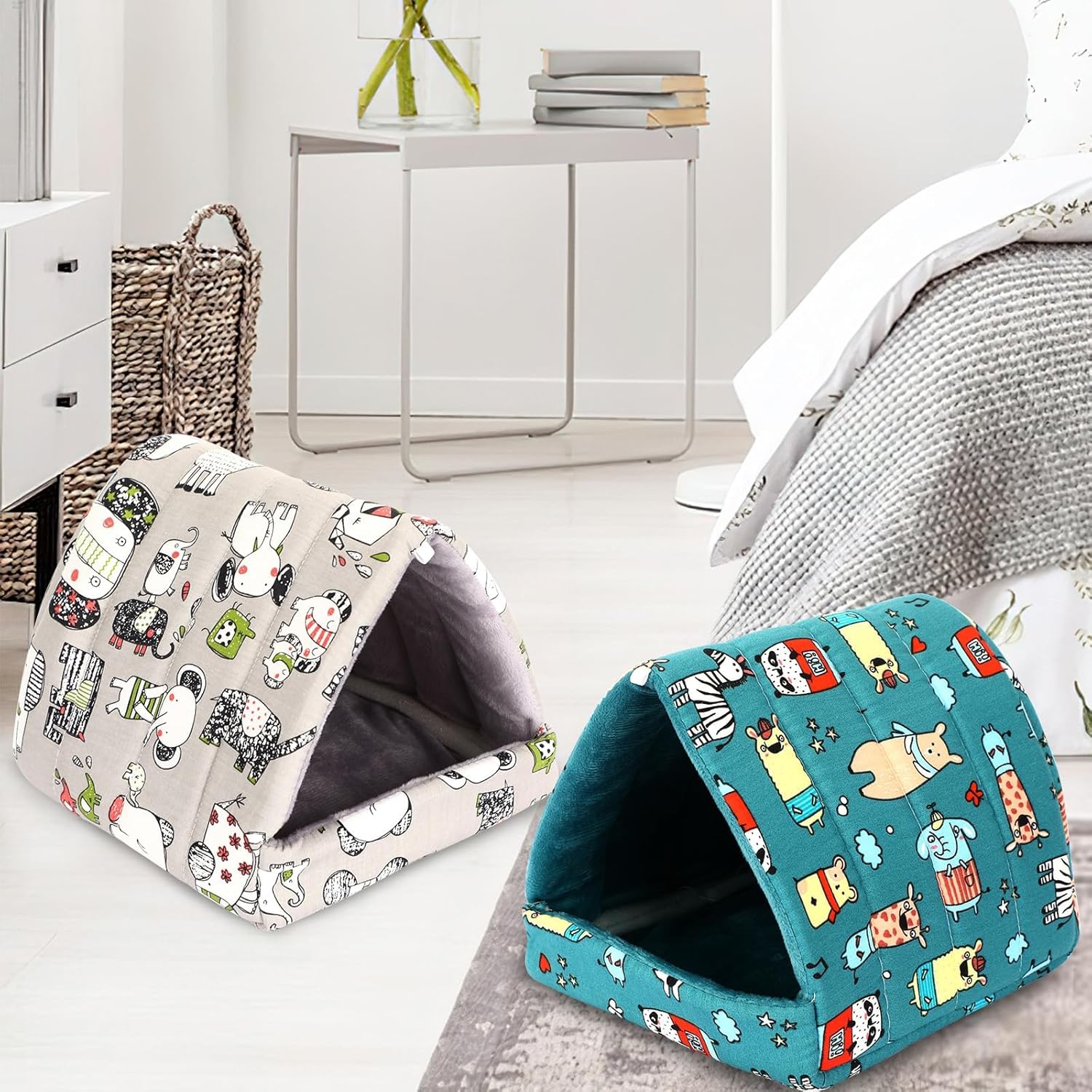 UPINS 2 Pack Guinea Pig Hideout,Guinea Pig Bed Washable Small Animal House Cage Accessories for Mouse Chinchillas Hamsters Hedgehogs Ferrets Bearded Dragons and Rats - Image 7