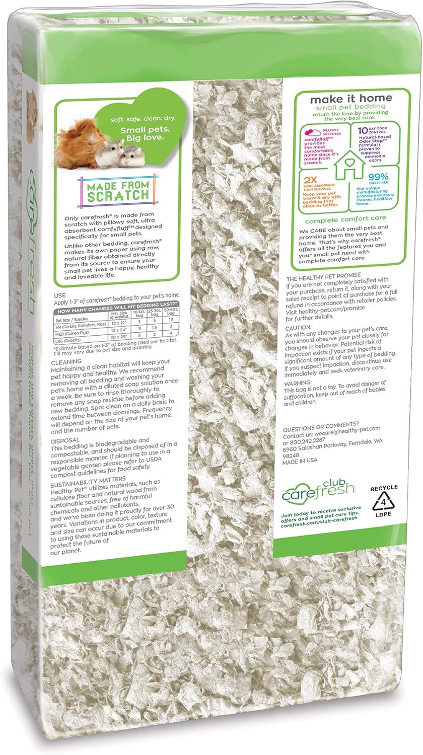 carefresh 99% Dust-Free White Natural Paper Small Pet Bedding with Odor Control, 10L, White - Image 2