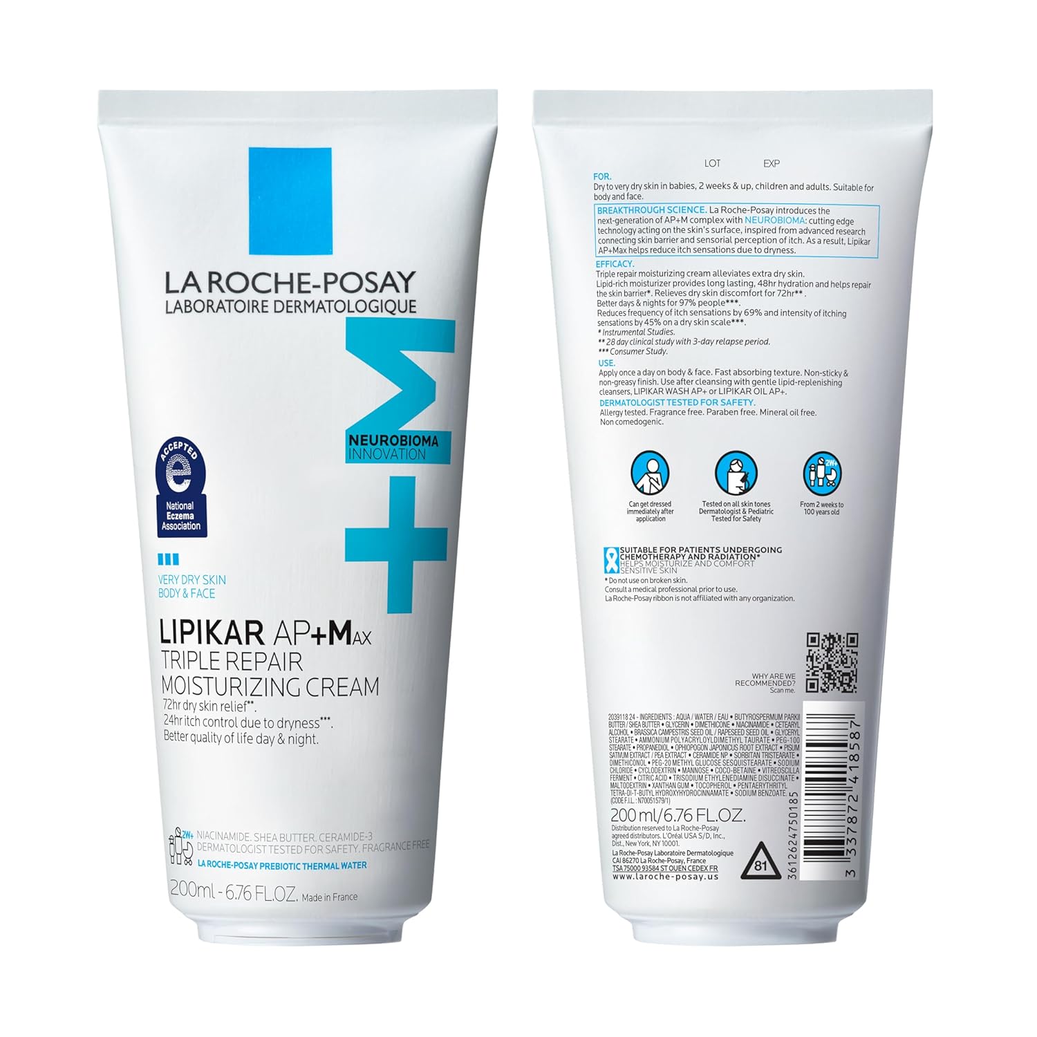 La Roche-Posay Lipikar AP+MAX Triple Repair Moisturizing Body Cream | Face & Body Lotion for Dry Skin with Shea Butter & Niacinamide | Gentle Moisturizer for Very Dry, Rough & Sensitive Skin - Image 9