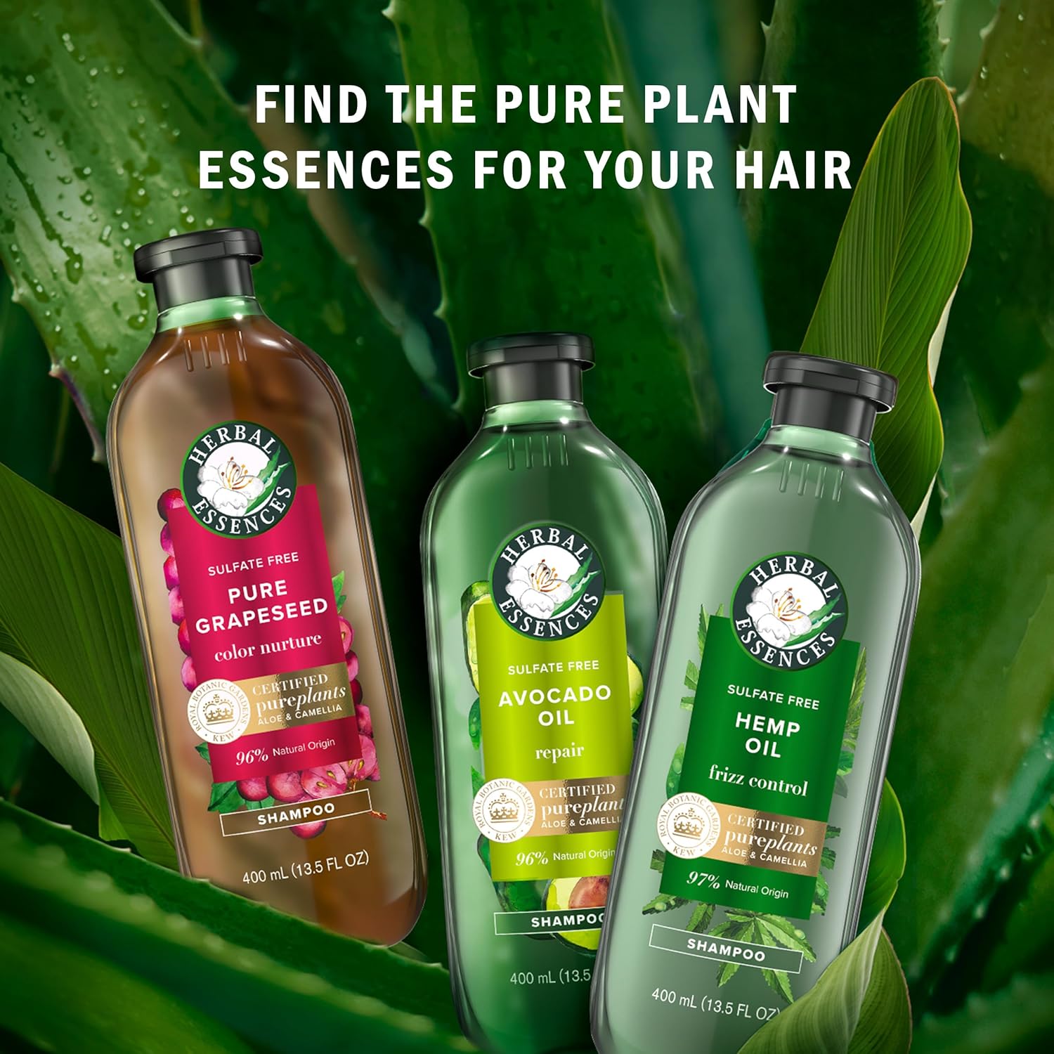 Herbal Essences Avocado Oil Sulfate Free Shampoo, Hair Repair, 13.5 Fl Oz, with Certified Camellia Oil and Aloe Vera, For All Hair Types, Especially Damaged Hair - Image 9