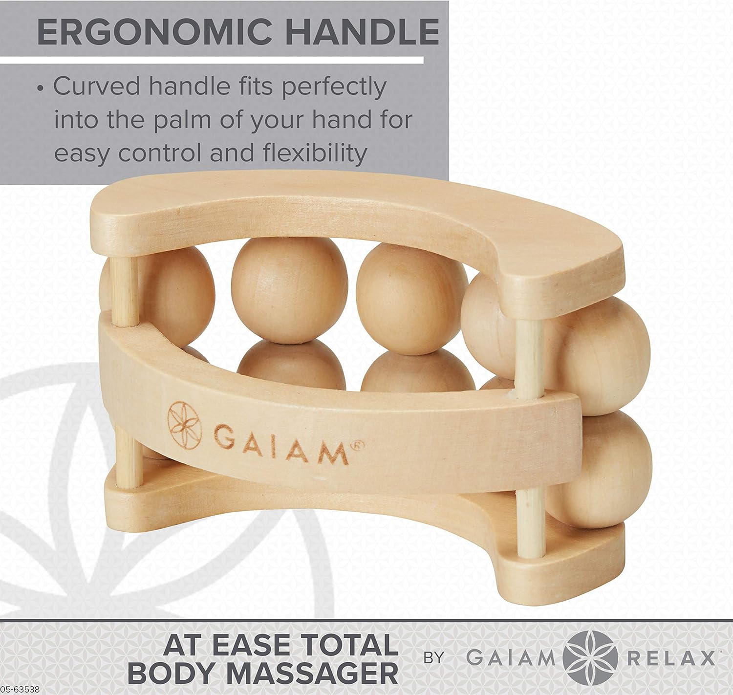 Gaiam Relax Massage Ball Roller - Handheld Wooden Total Body Massager for Back, Neck, Foot, Calf, Leg, Arm | Deep Tissue Massager Relief for Sore Muscles - Image 3