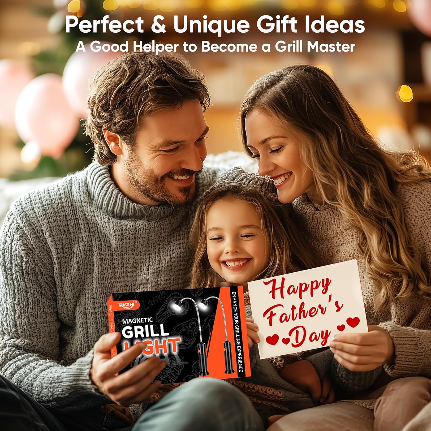 Father's Day Gifts for Dad Unique: 2 Pack Magnetic Grill Light BBQ Grilling Accessories with 8.3" Extended Gooseneck - Bright LED Smoker Tools - Mens Brithday Gifts Ideas for Husband Boyfriend - Image 2