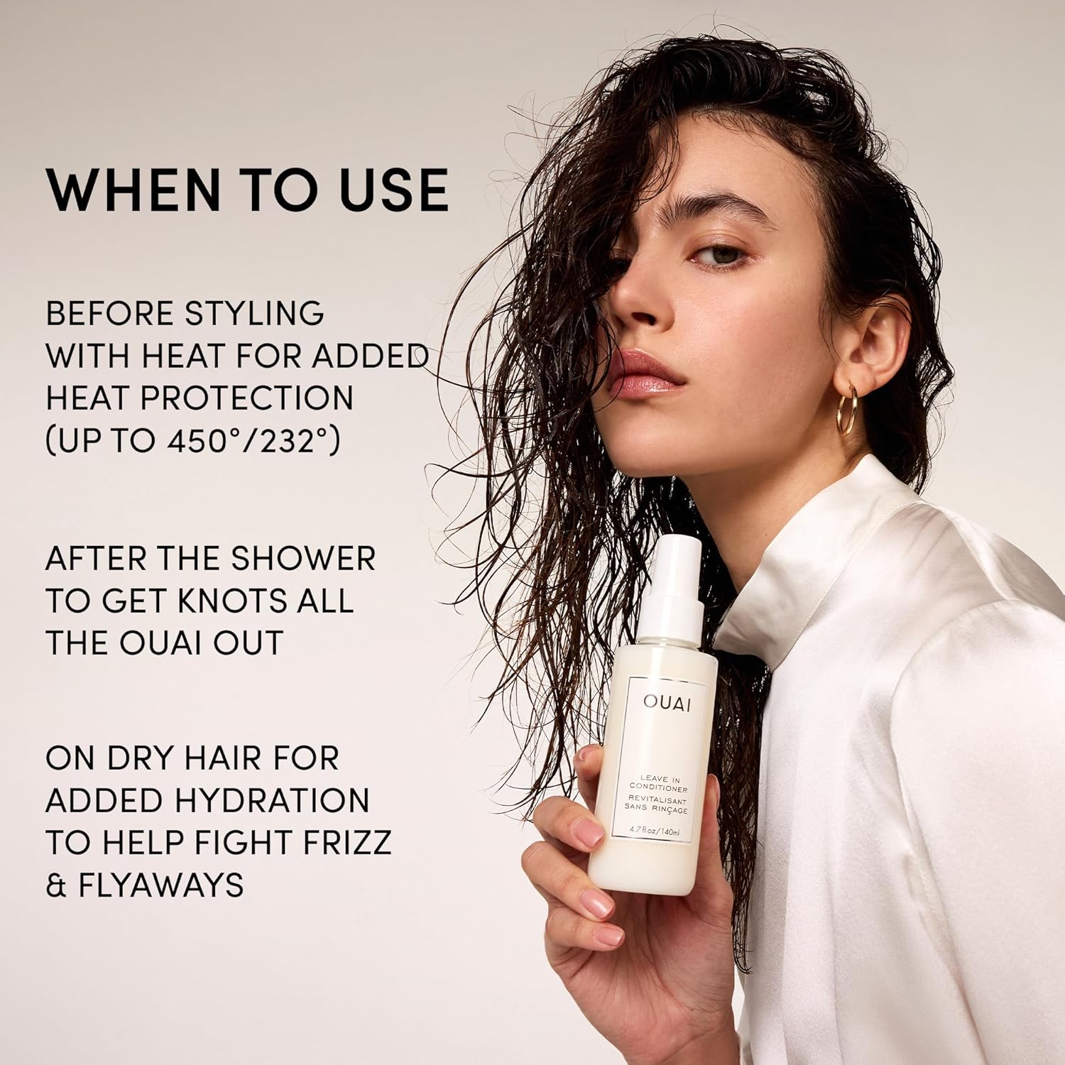 OUAI Leave In Conditioner & Heat Protectant for Hair - Prep Hair for Styling or Use as Detangling Spray to Fight Frizz & Flyaways - No Parabens, Sulfates or Phthalates (4.7 oz) - Image 5