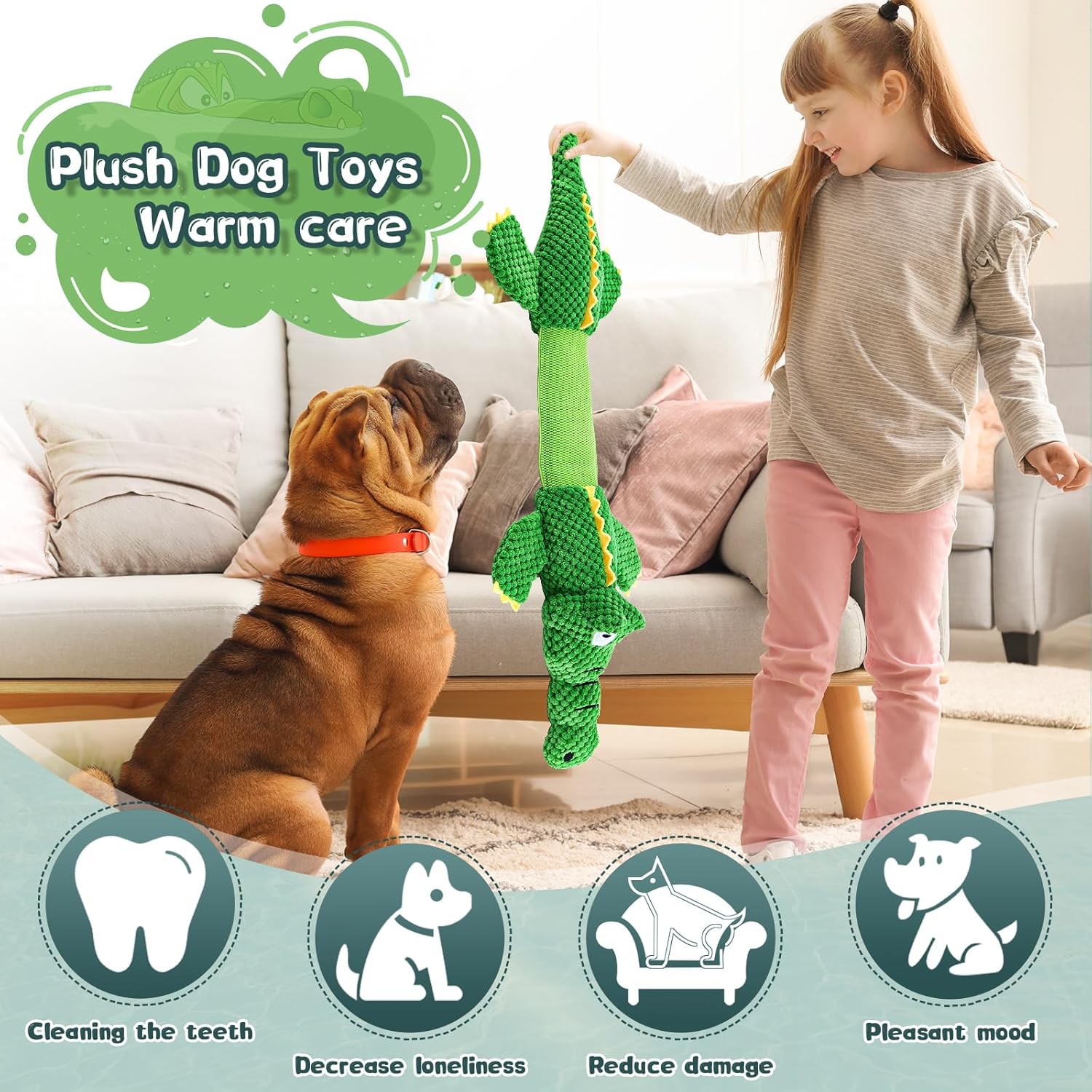 Dog Toys for Aggressive Chewers : Tough Interactive Tug of War Dog Toys-Squeaky Chew Toys for Small,Medium,Large Breed - Image 3