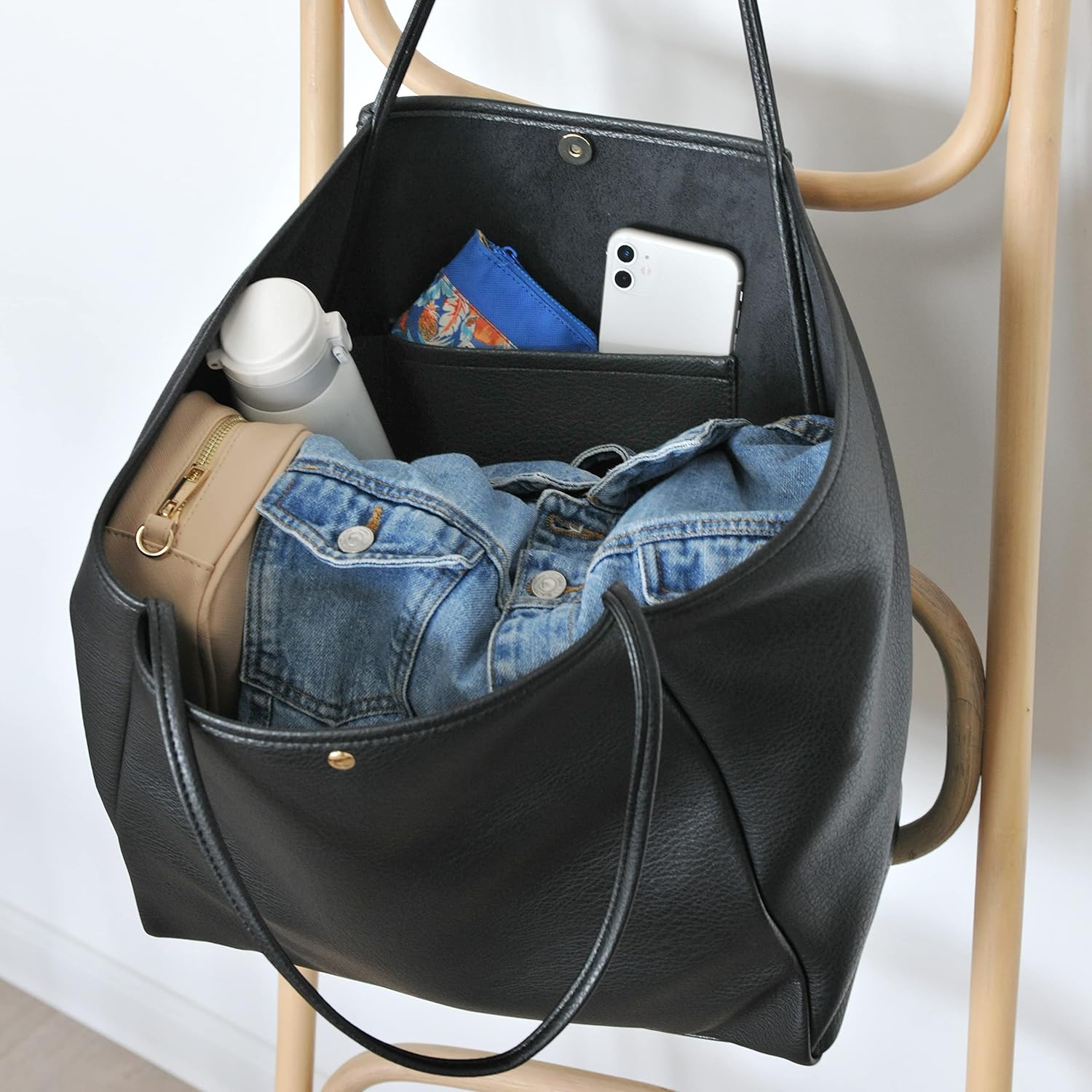 Oversize Pu Leather Tote Women Weekender Bag Shopper Handbag Travel Purse - Image 2