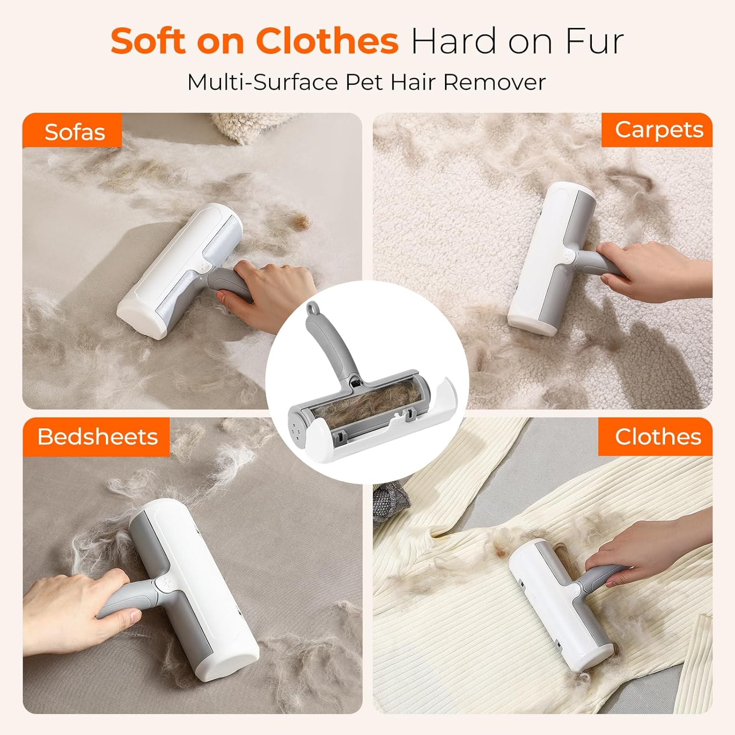 Reusable Pet Hair Remover Roller for Dog & Cat Hair – Lint Roller for Couch, Furniture, Carpet, Clothes & Car – Self-Cleaning Dog Hair Lint Roller and Cat Hair Remover for Home - Image 3