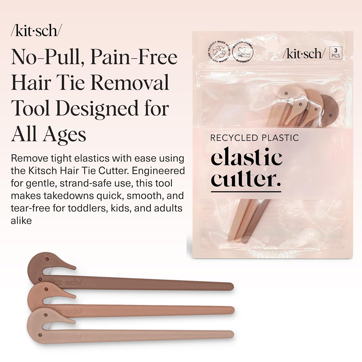 Kitsch Elastic Hair Tie Cutter Tool – Gentle, No Pull For Easy Elastic Bands For Hair Removal | Hair Rubber Bands Cutter | Ideal Gifts for Women & Mothers Day Gifts For Mom – Multicolor, 3pc Set - Image 2