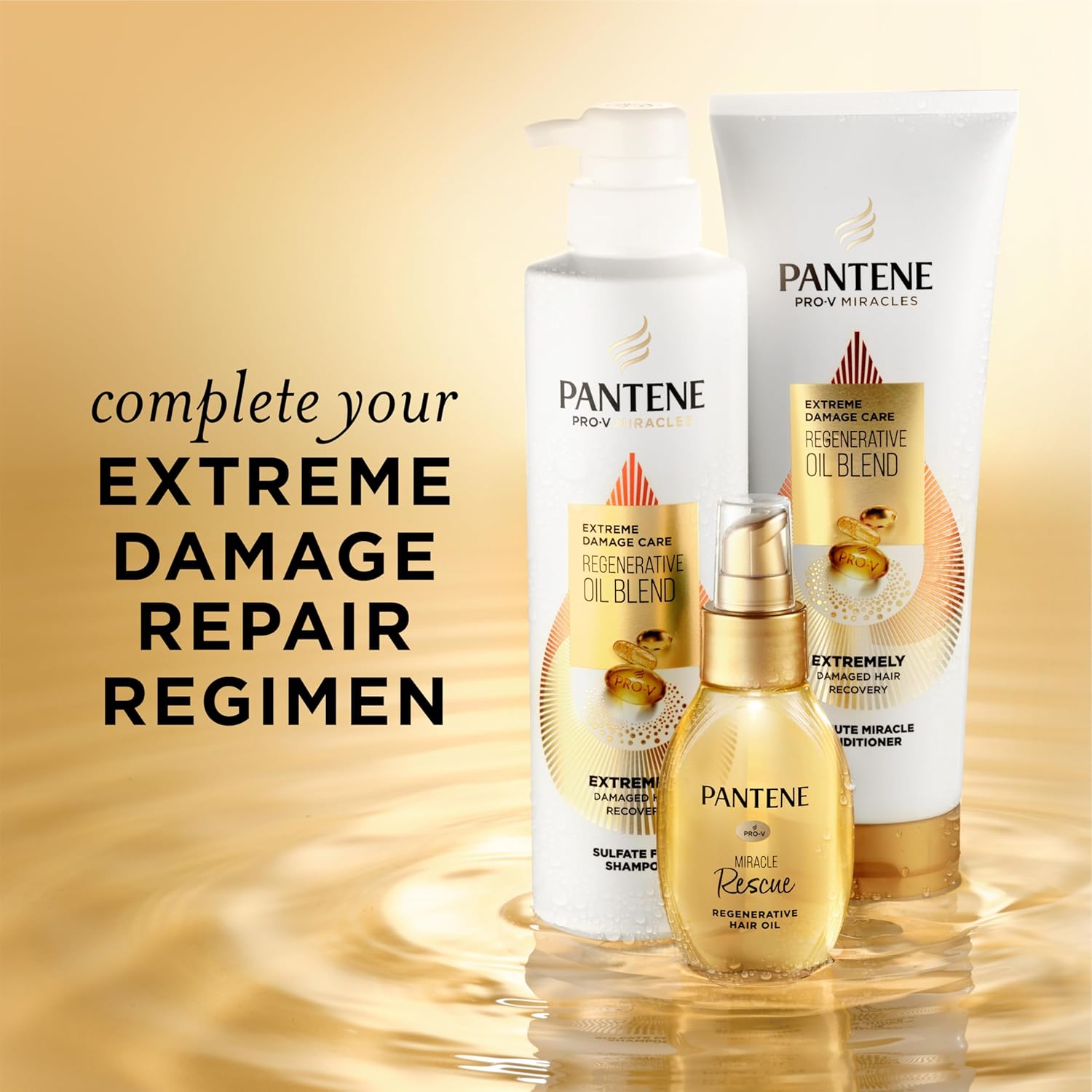 Pantene Pro-V Miracles Sulfate Free Shampoo, Extreme Damage Care Regenerative Oil Blend, Soften and Strengthen Stressed, Dry, Damaged Hair, Argan & Jojoba Oils, Paraben-Free, 13.5 Fl Oz - Image 8